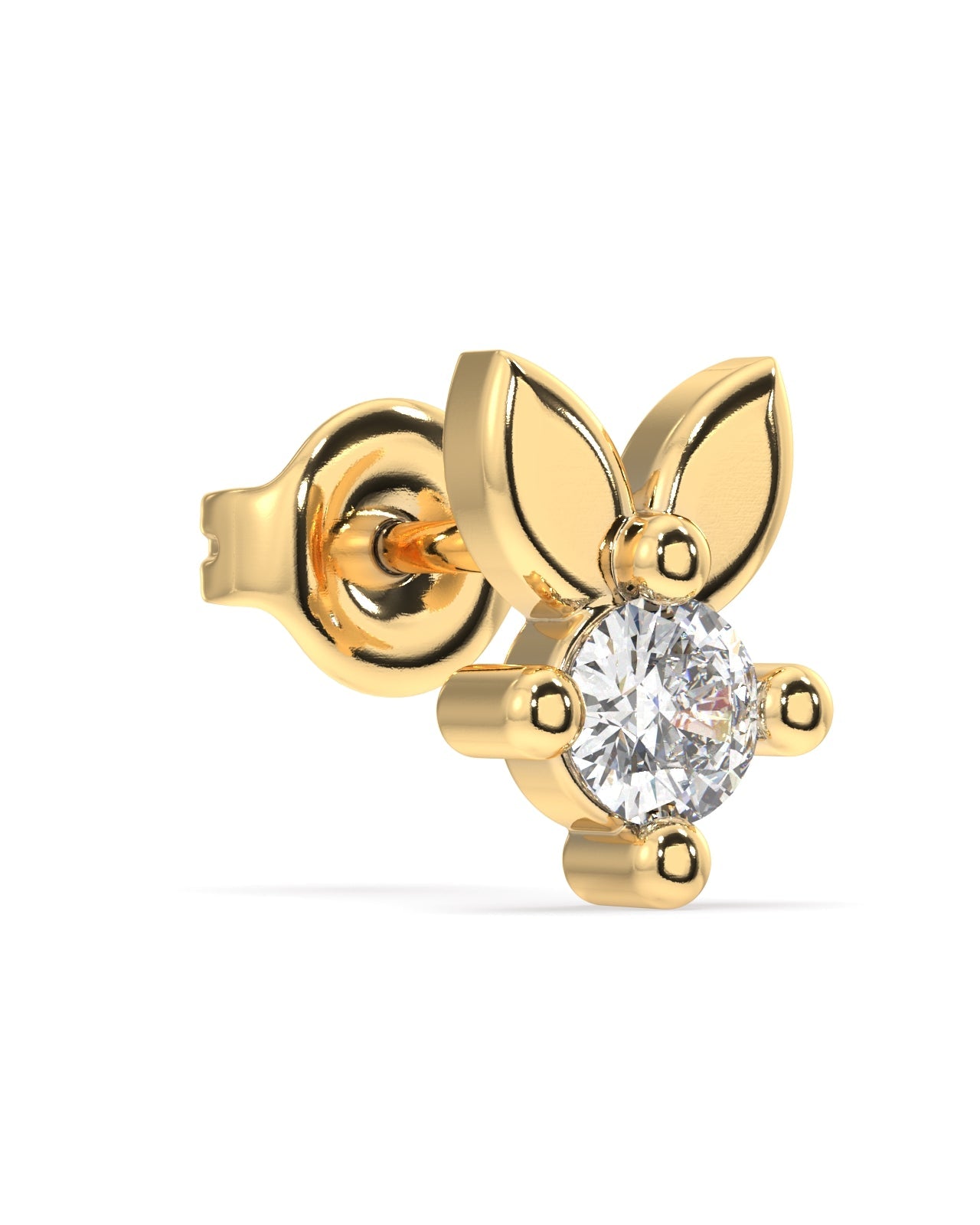 Minimal Bunny Rabbit Zirconia Studs Earrings