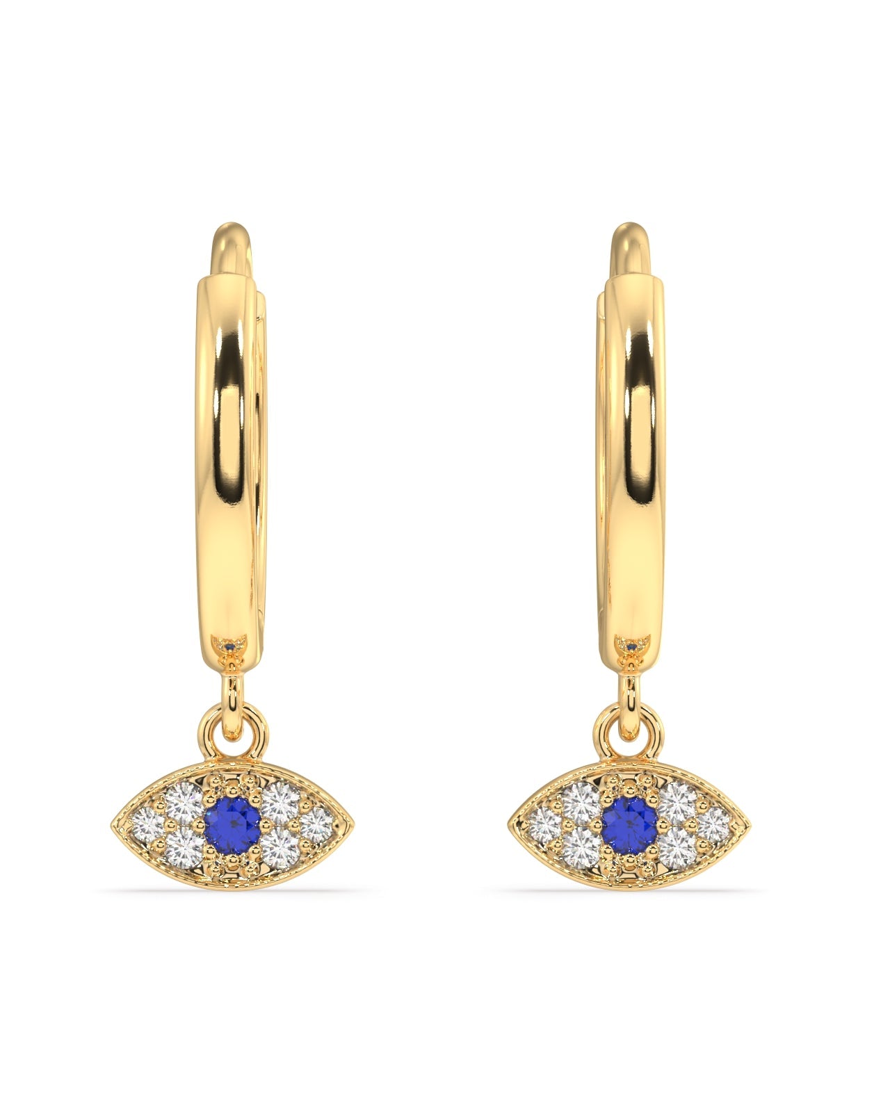 Evil Eye Charm Hoop Earrings