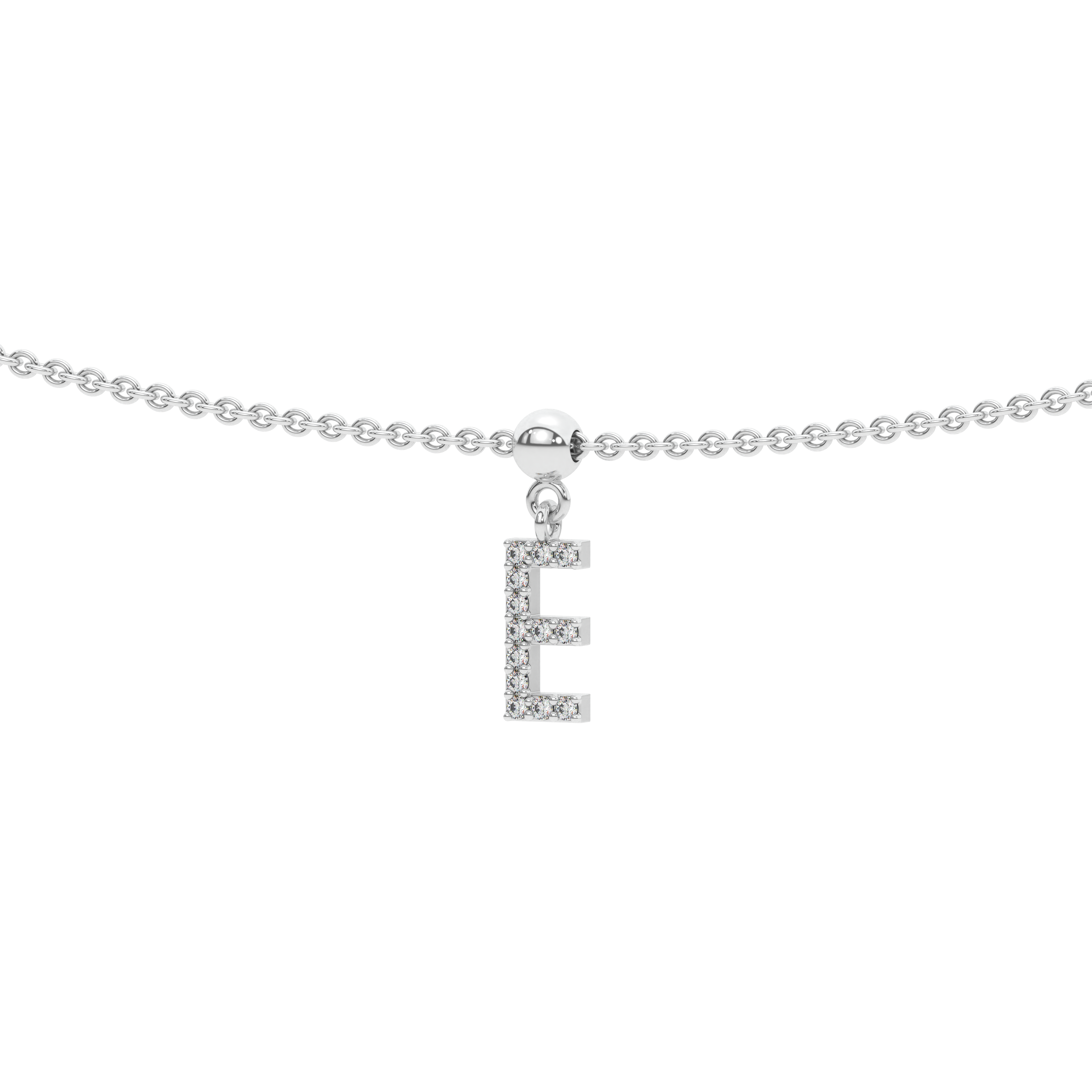 Letter "E" Bead Charm Necklace