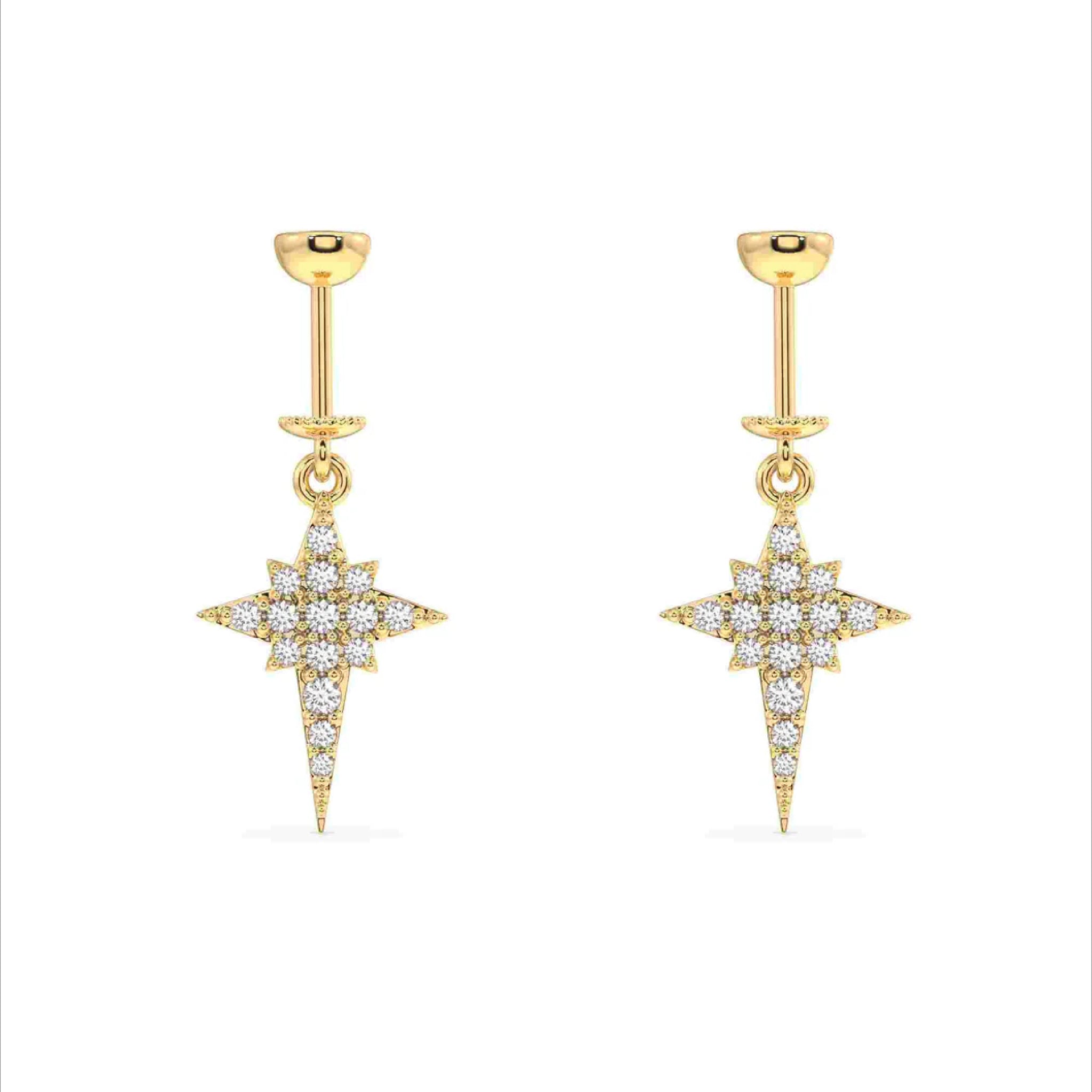 Elongated Star Helix Hanging Earrings