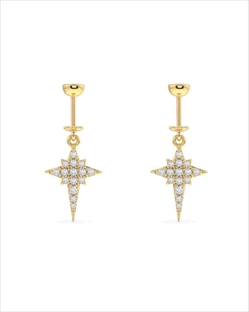 Elongated Star Helix Hanging Earrings