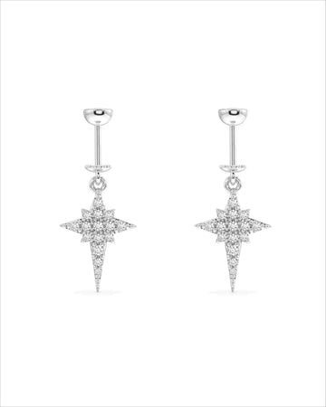 Elongated Star Helix Hanging Earrings
