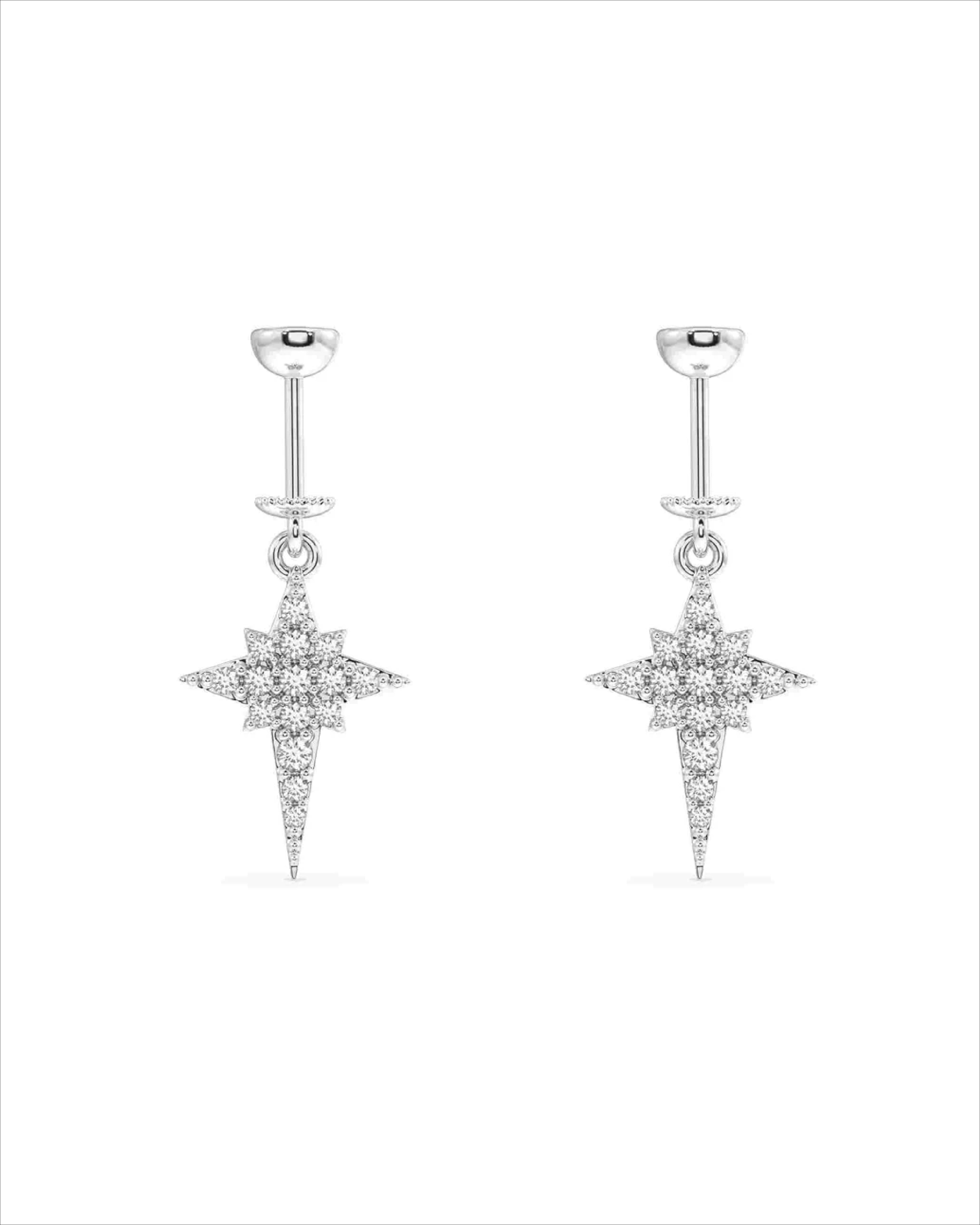 Elongated Star Helix Hanging Earrings