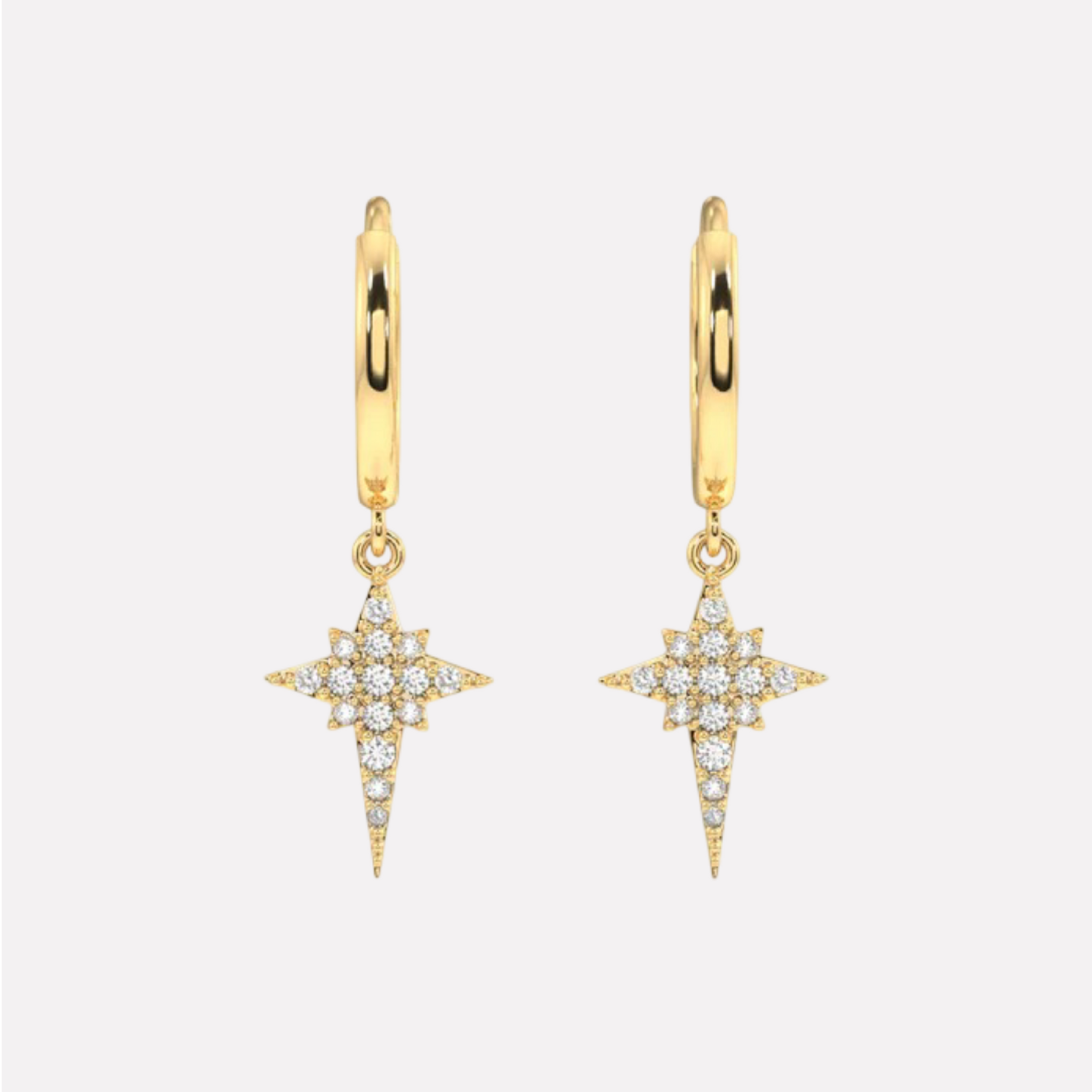 Elongated Star Hoop Earrings