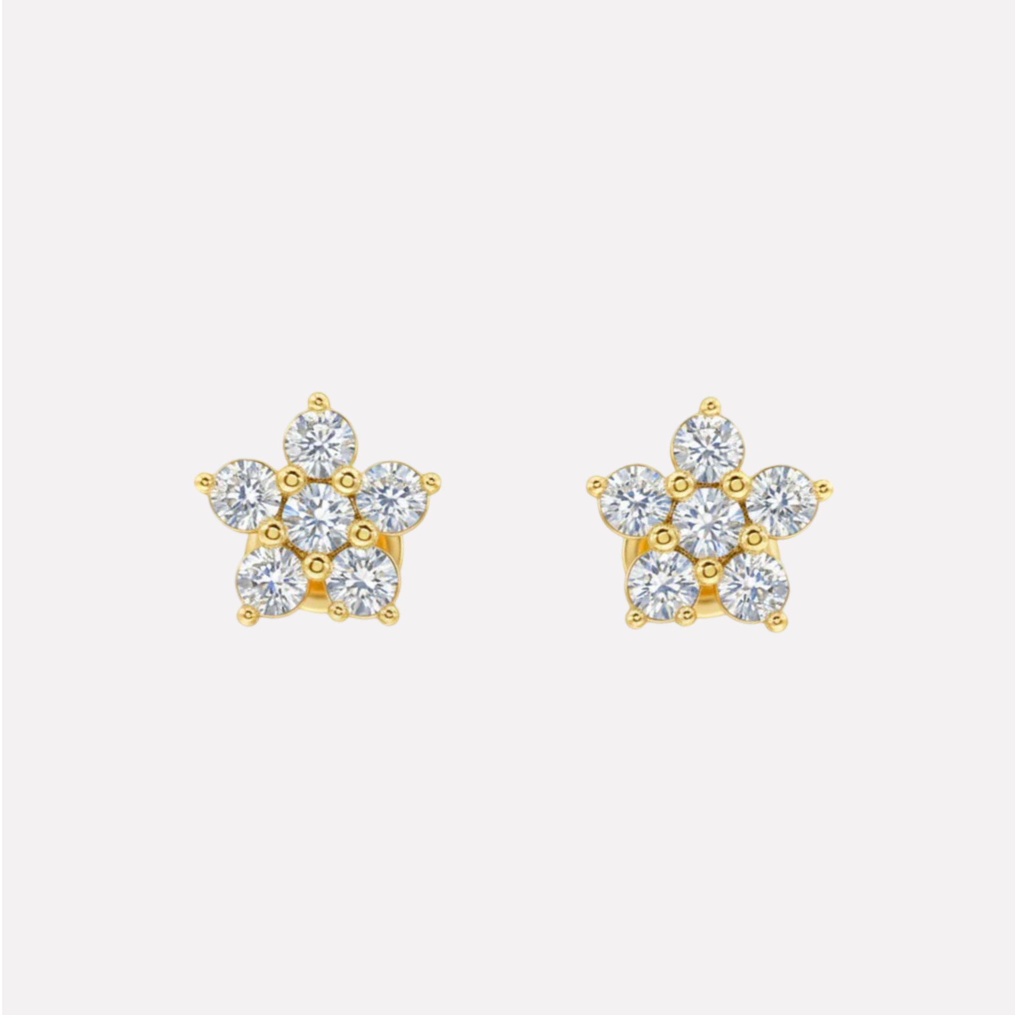 Five Petal Flower Stud Earrings