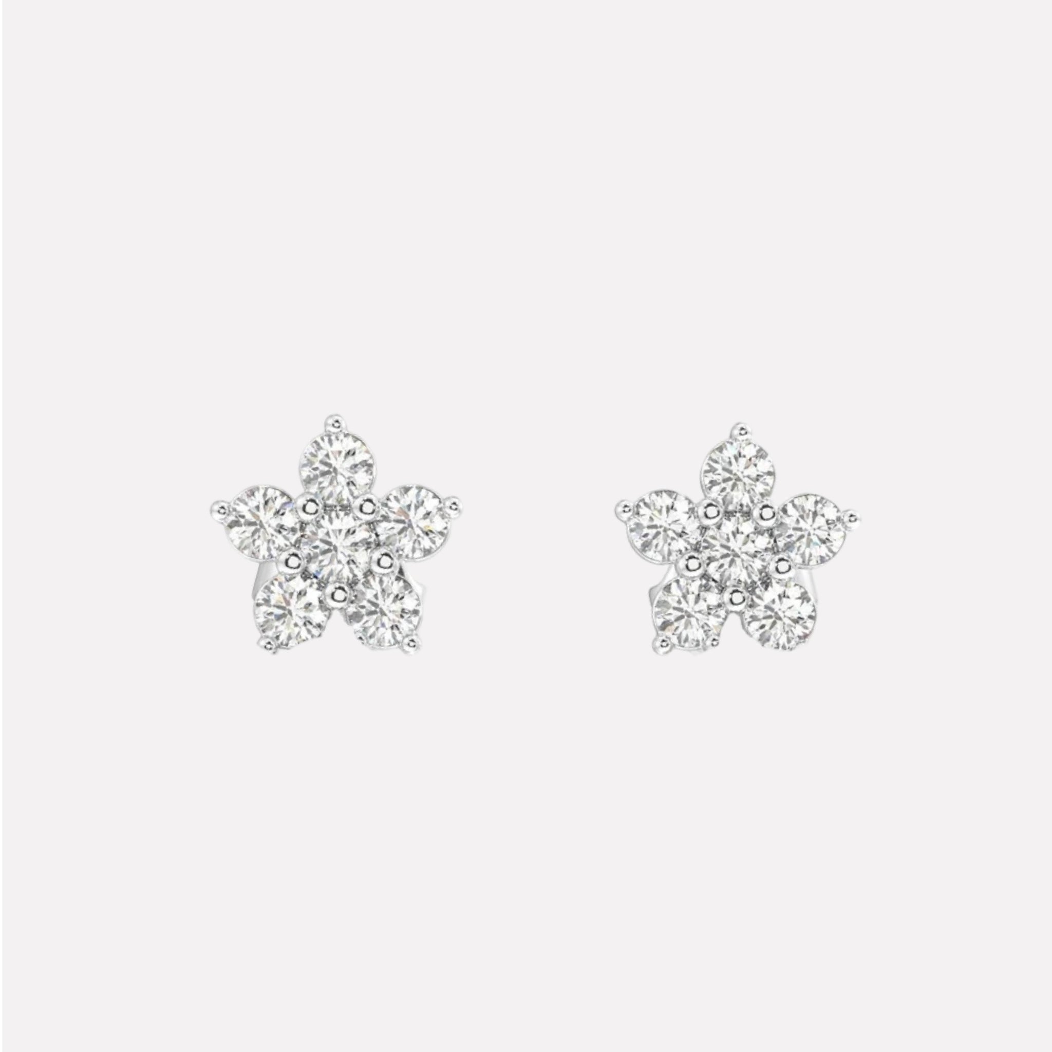 Five Petal Flower Stud Earrings