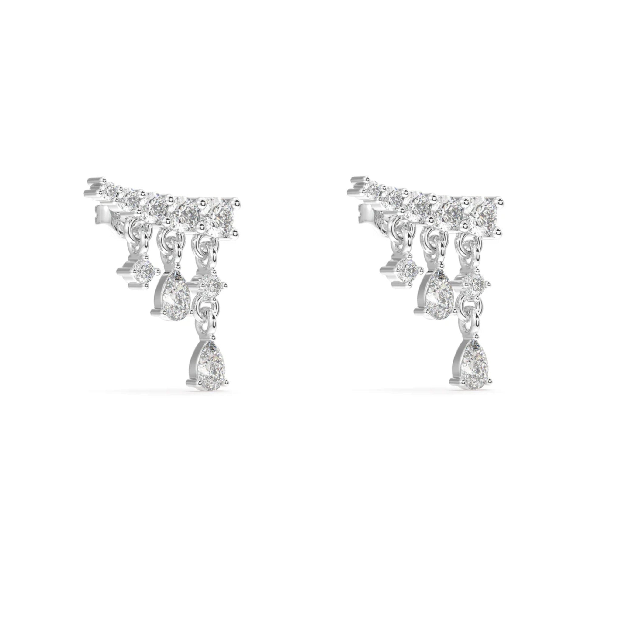 Flowing Stones Luxury Climber Stud Earrings