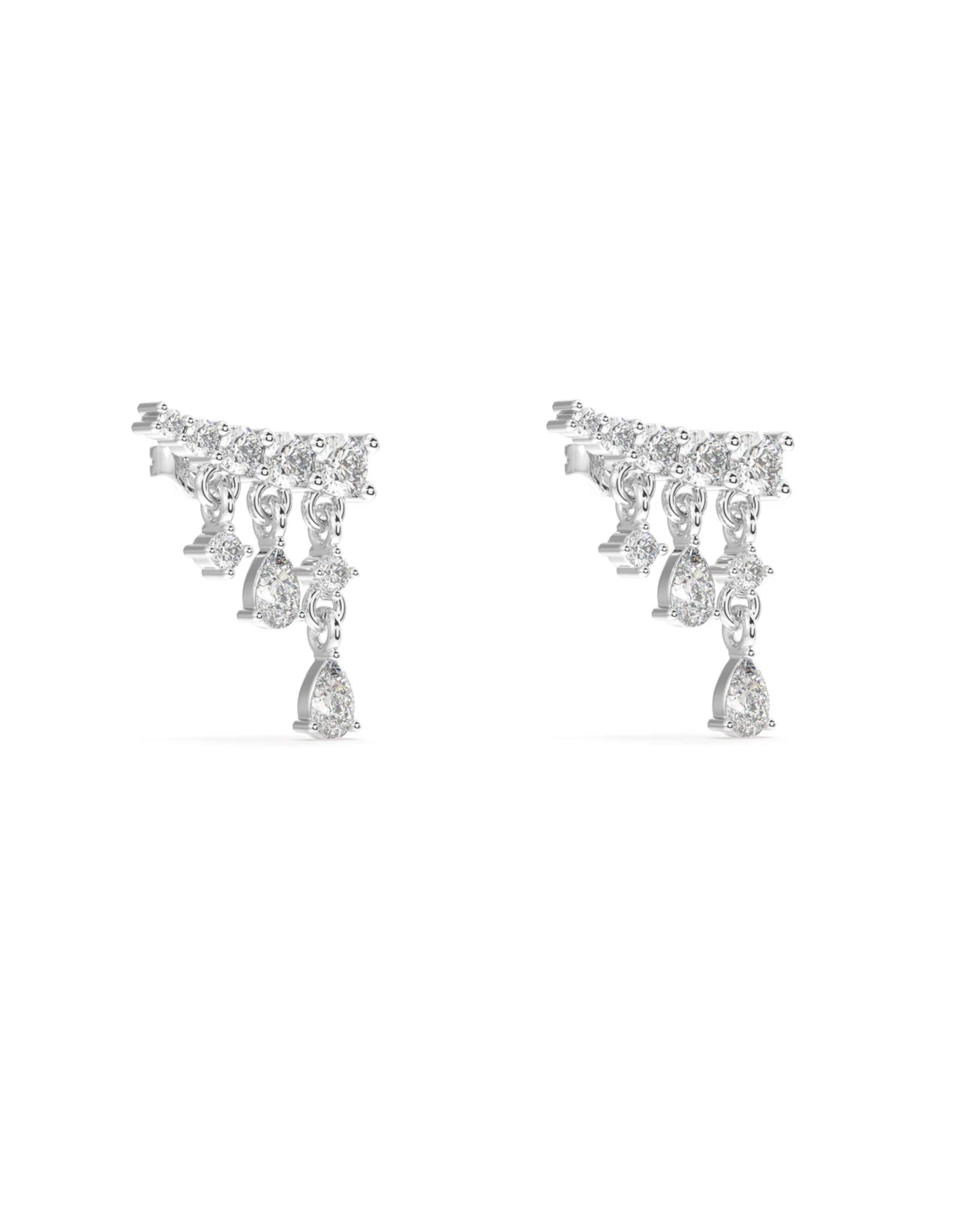Flowing Stones Luxury Climber Stud Earrings