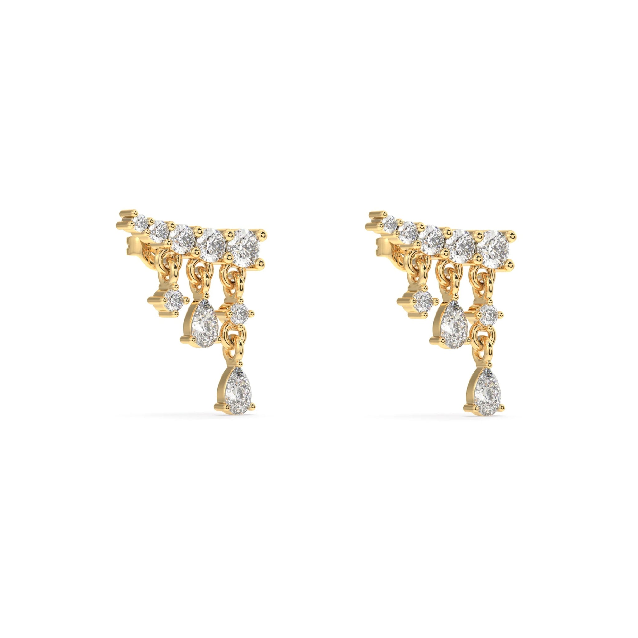Flowing Stones Luxury Climber Stud Earrings