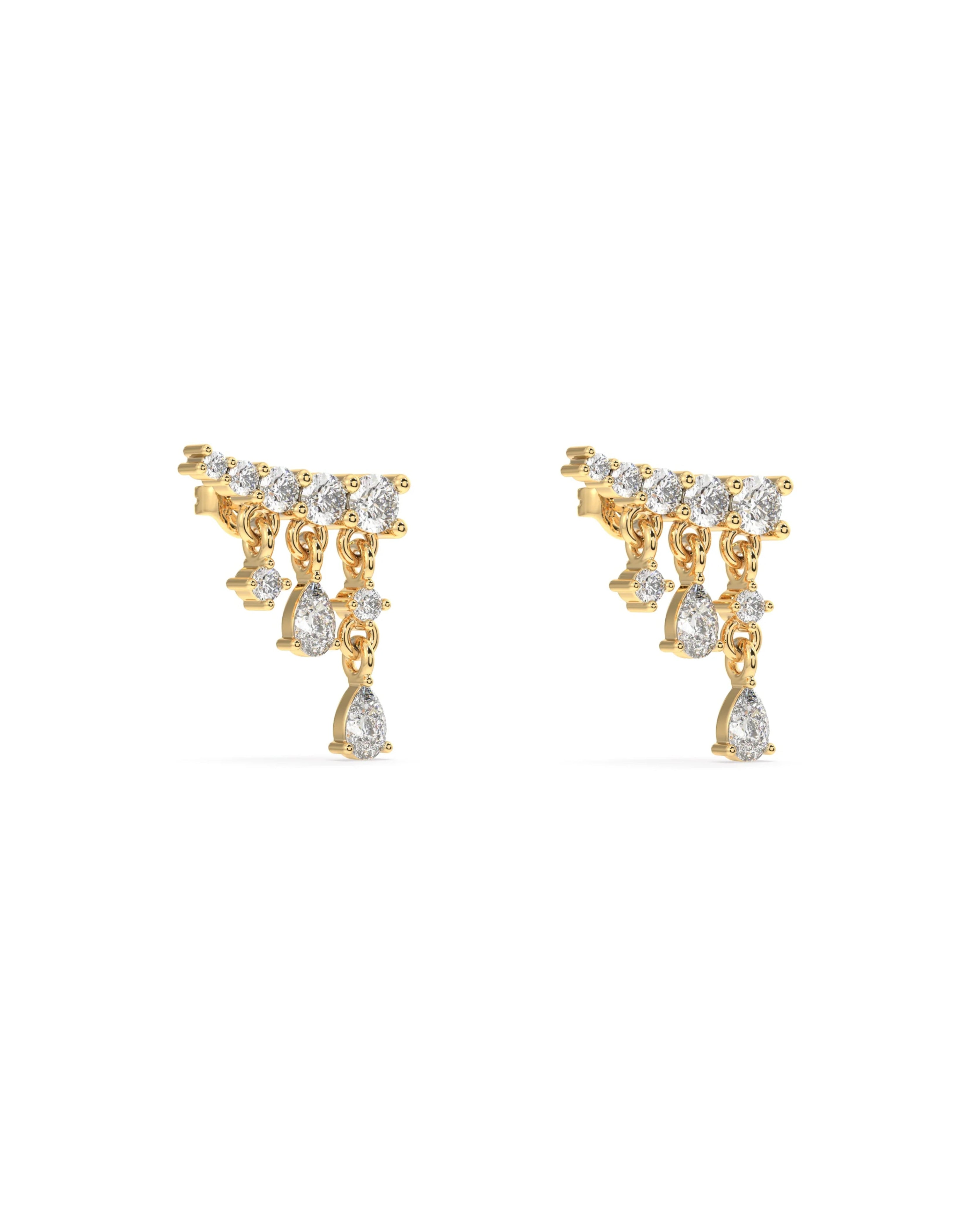 Flowing Stones Luxury Climber Stud Earrings