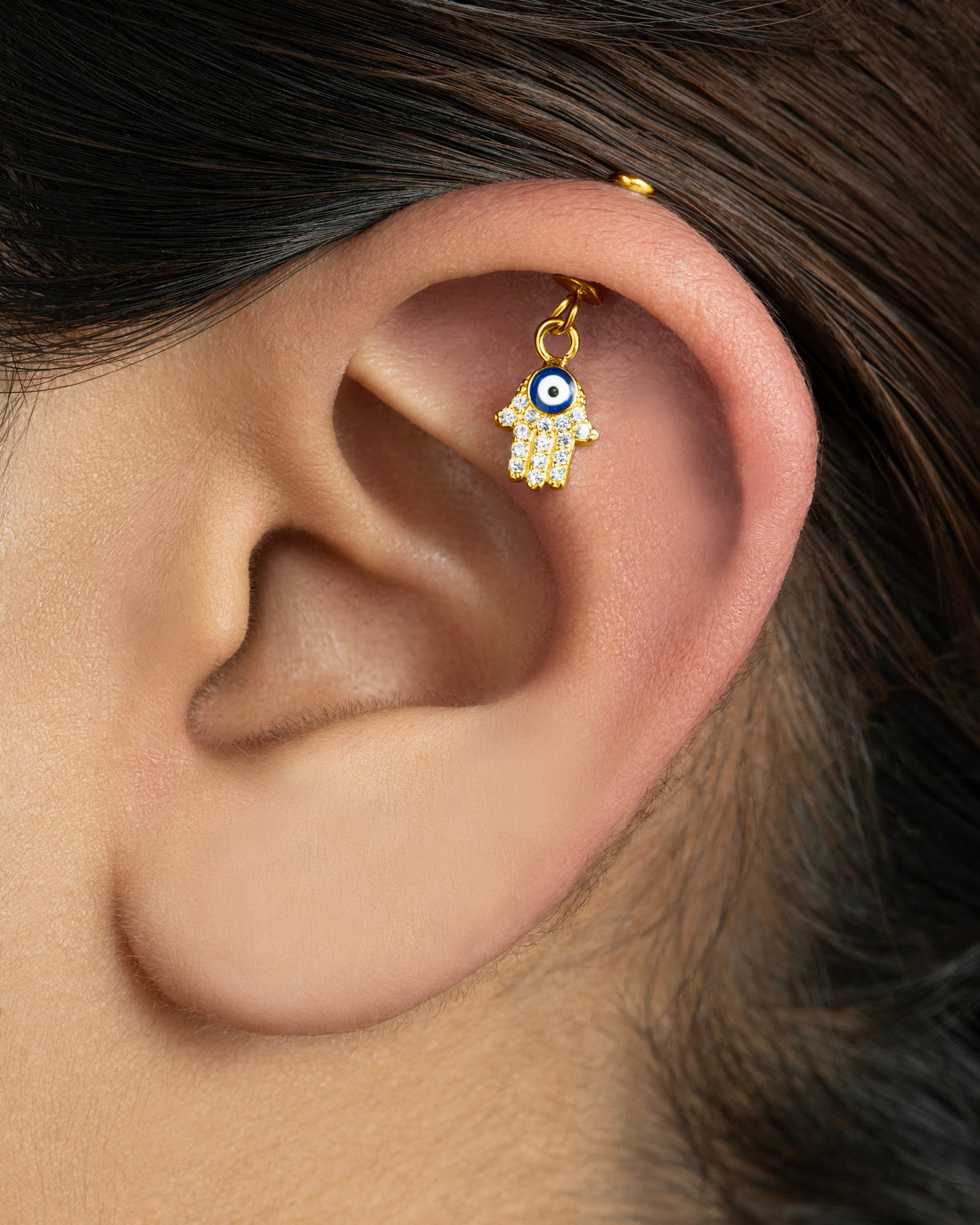 Hamsa Hand Helix Hanging Earrings