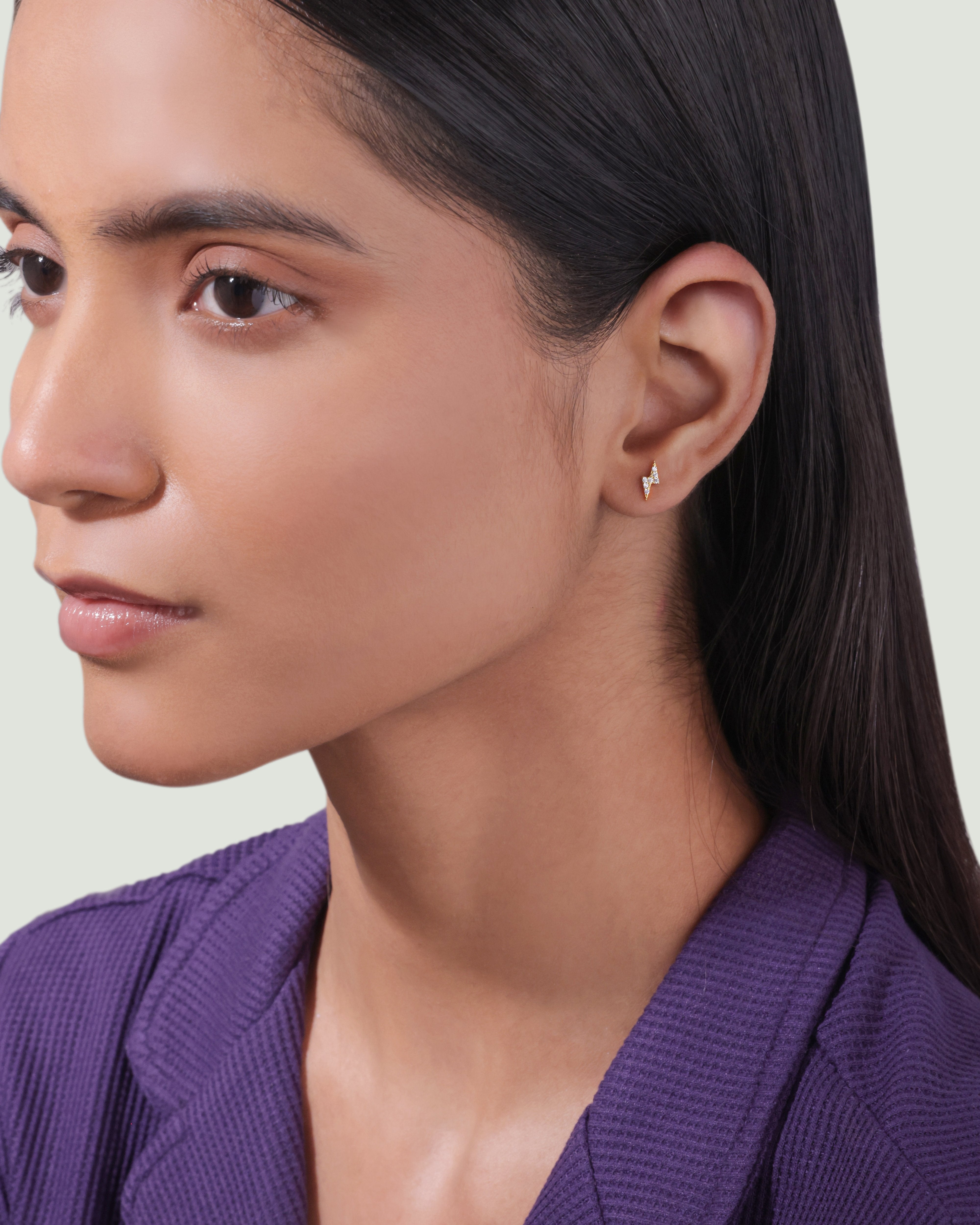 Lightning Thunder Flat Back Screw Stud Earrings