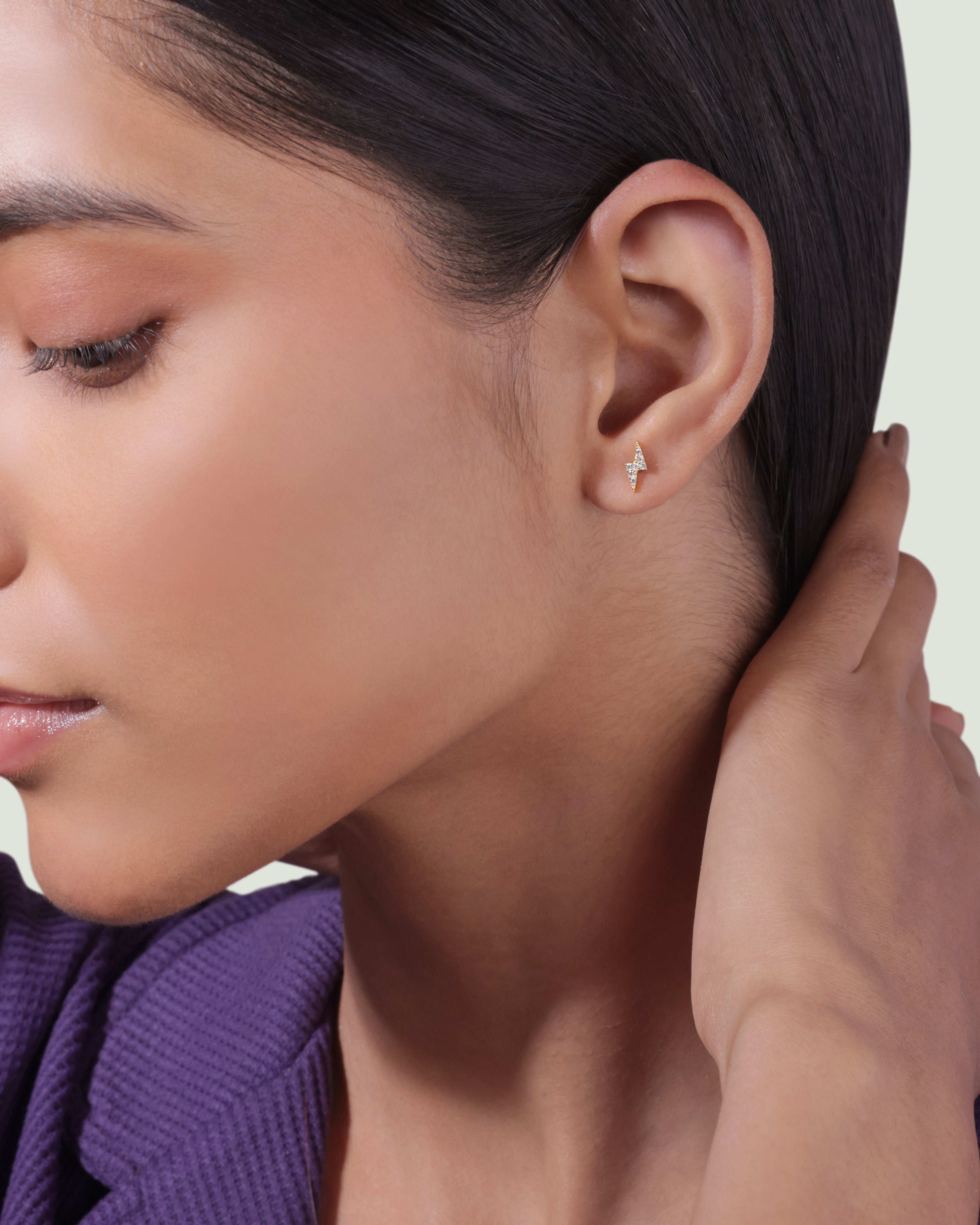 Lightning Thunder Flat Back Screw Stud Earrings