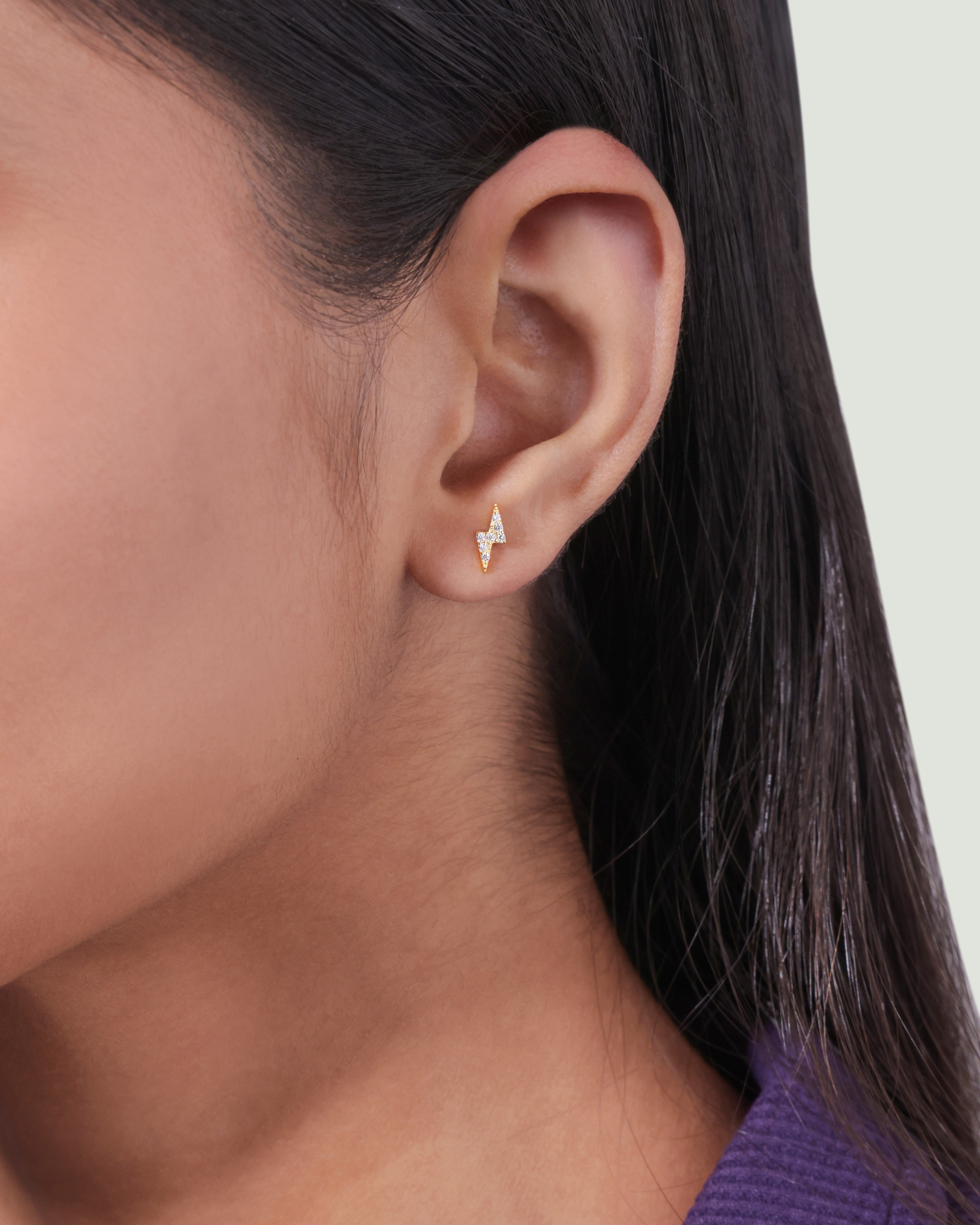 Lightning Thunder Flat Back Screw Stud Earrings