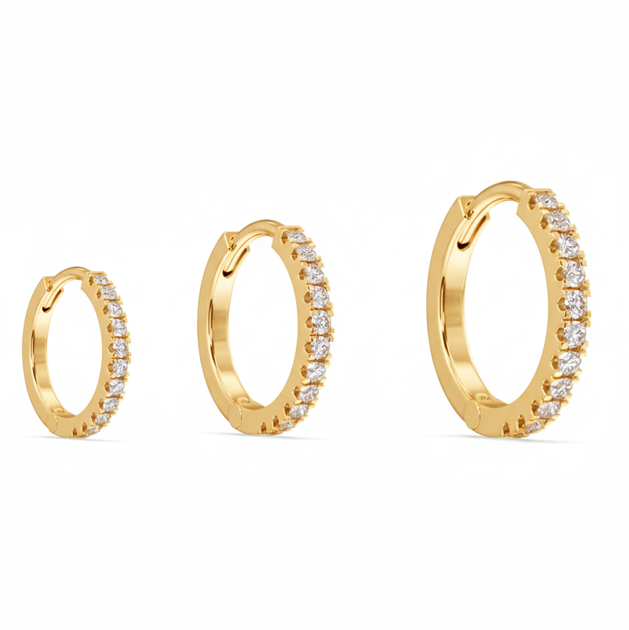 Zirconia Statement Round Hoop Earrings Multiple Size
