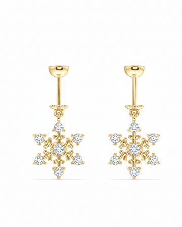 'Ice On Ear' Snowflake Screw Helix Hanging Earrings