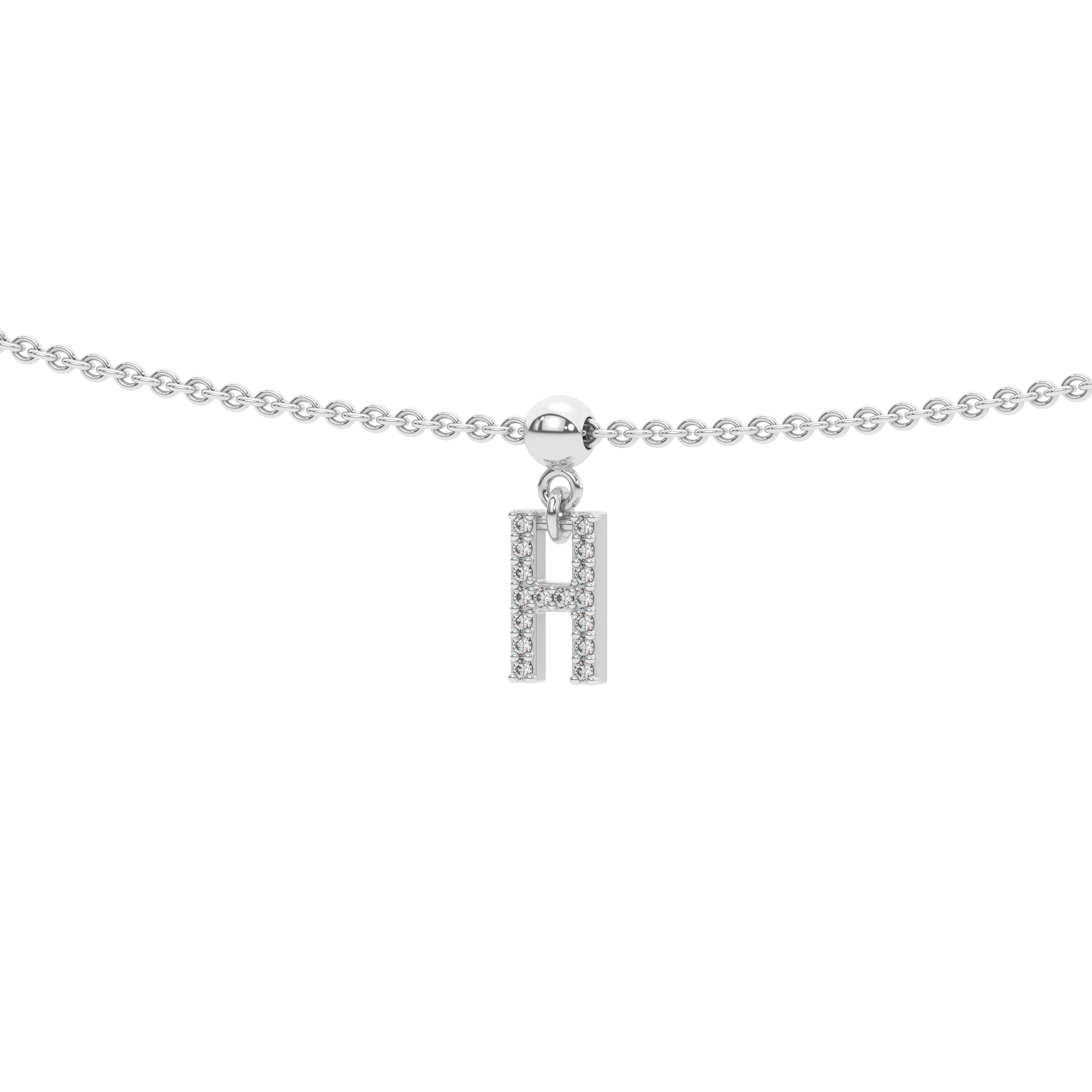 Letter "H" Bead Charm Necklace