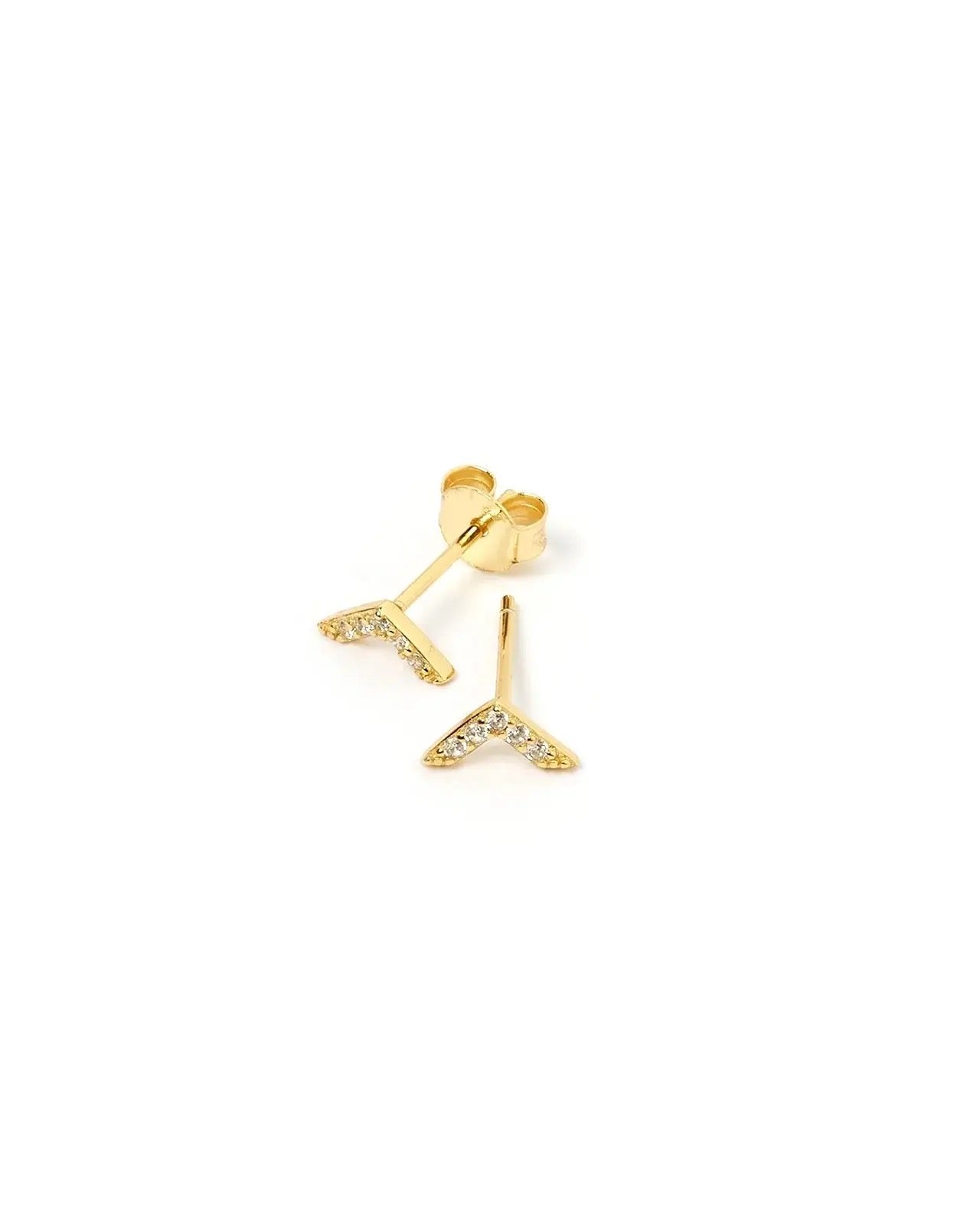 Pave' Zirconia Minimal Arrow Stud Earrings