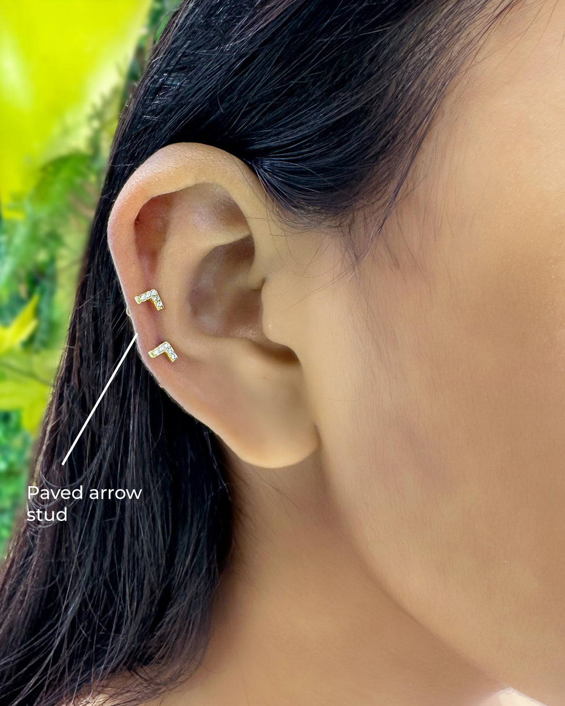 Pave' Zirconia Minimal Arrow Stud Earrings