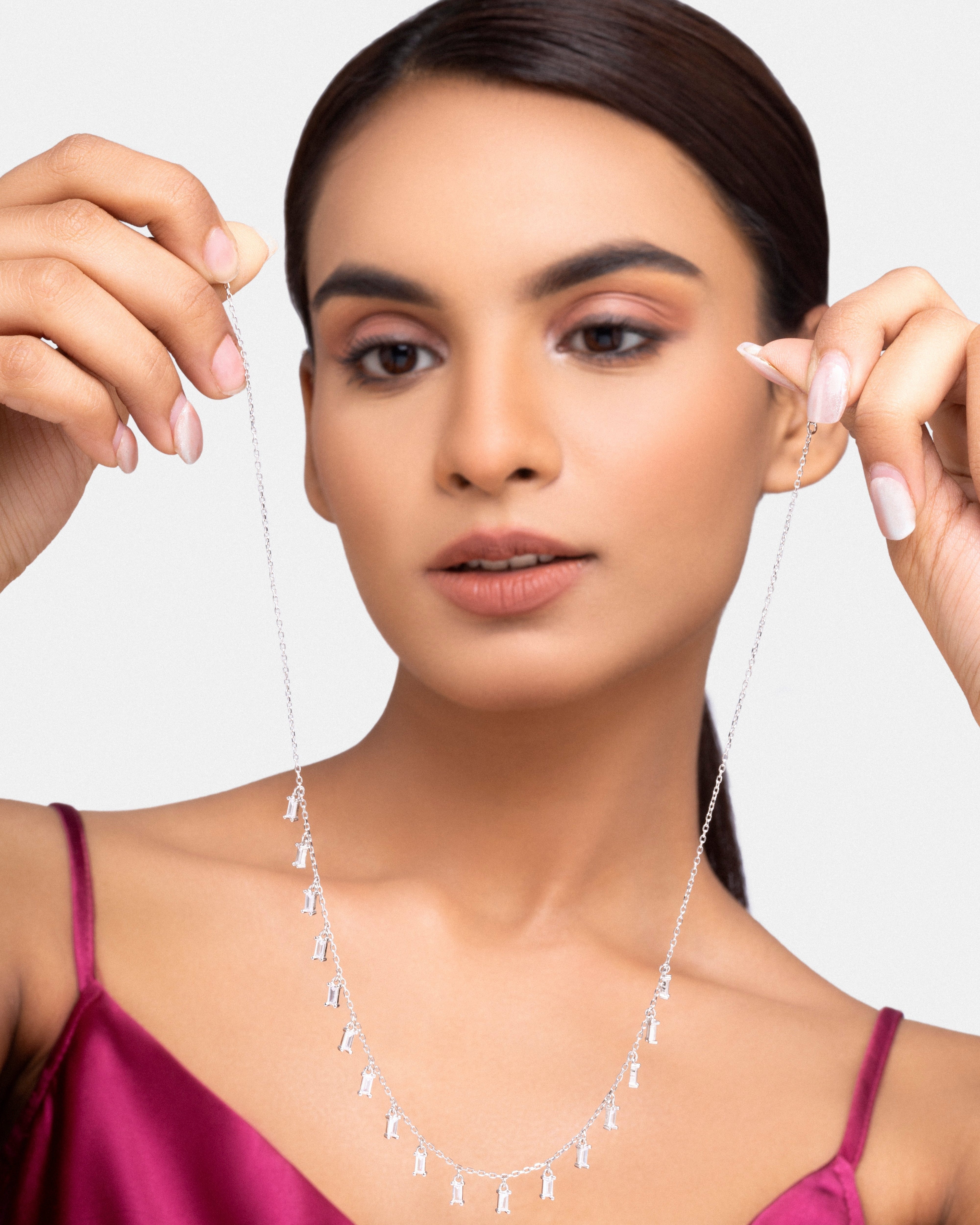 Radiant Baguette Multi Charm Necklace