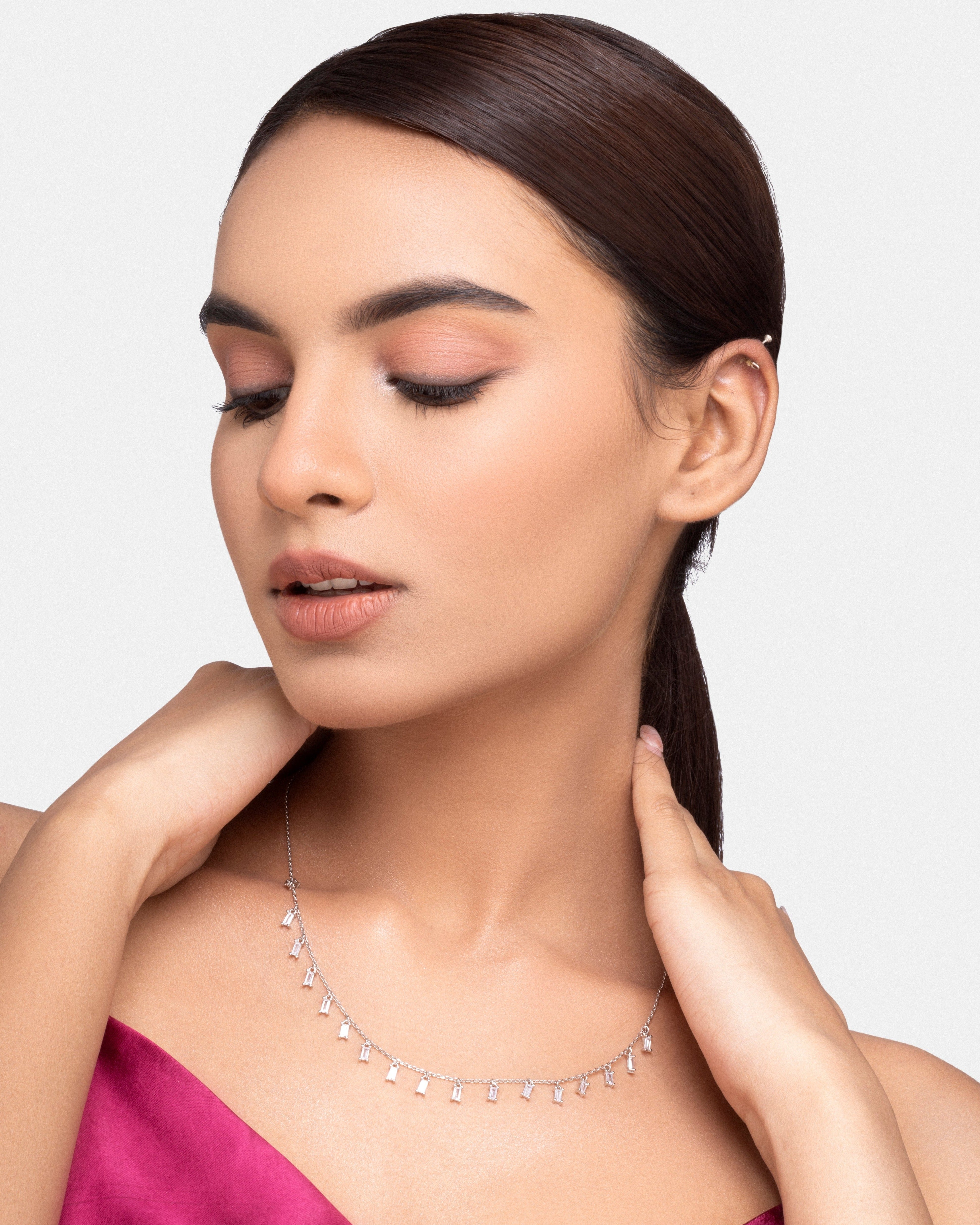 Radiant Baguette Multi Charm Necklace