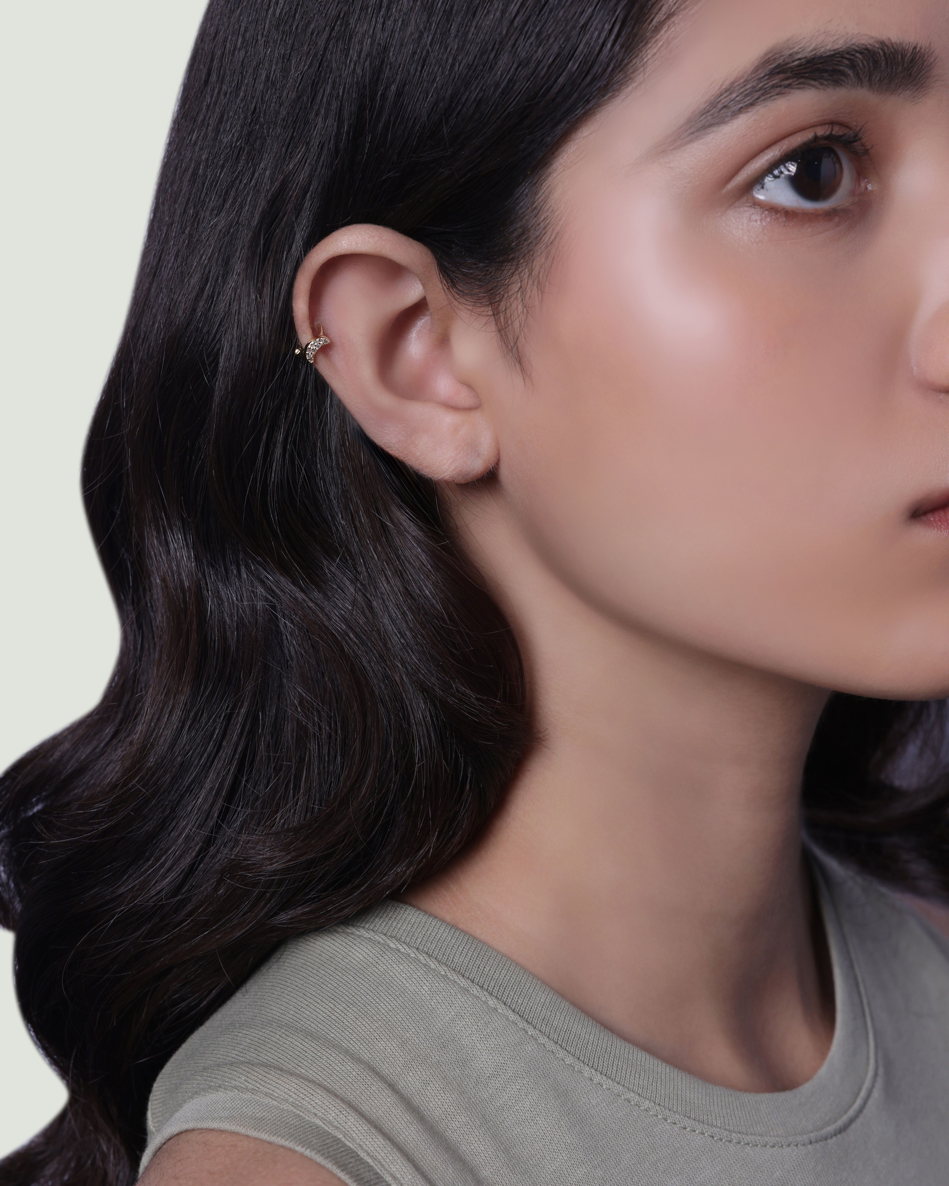 Moon Huggee Hoop Earrings