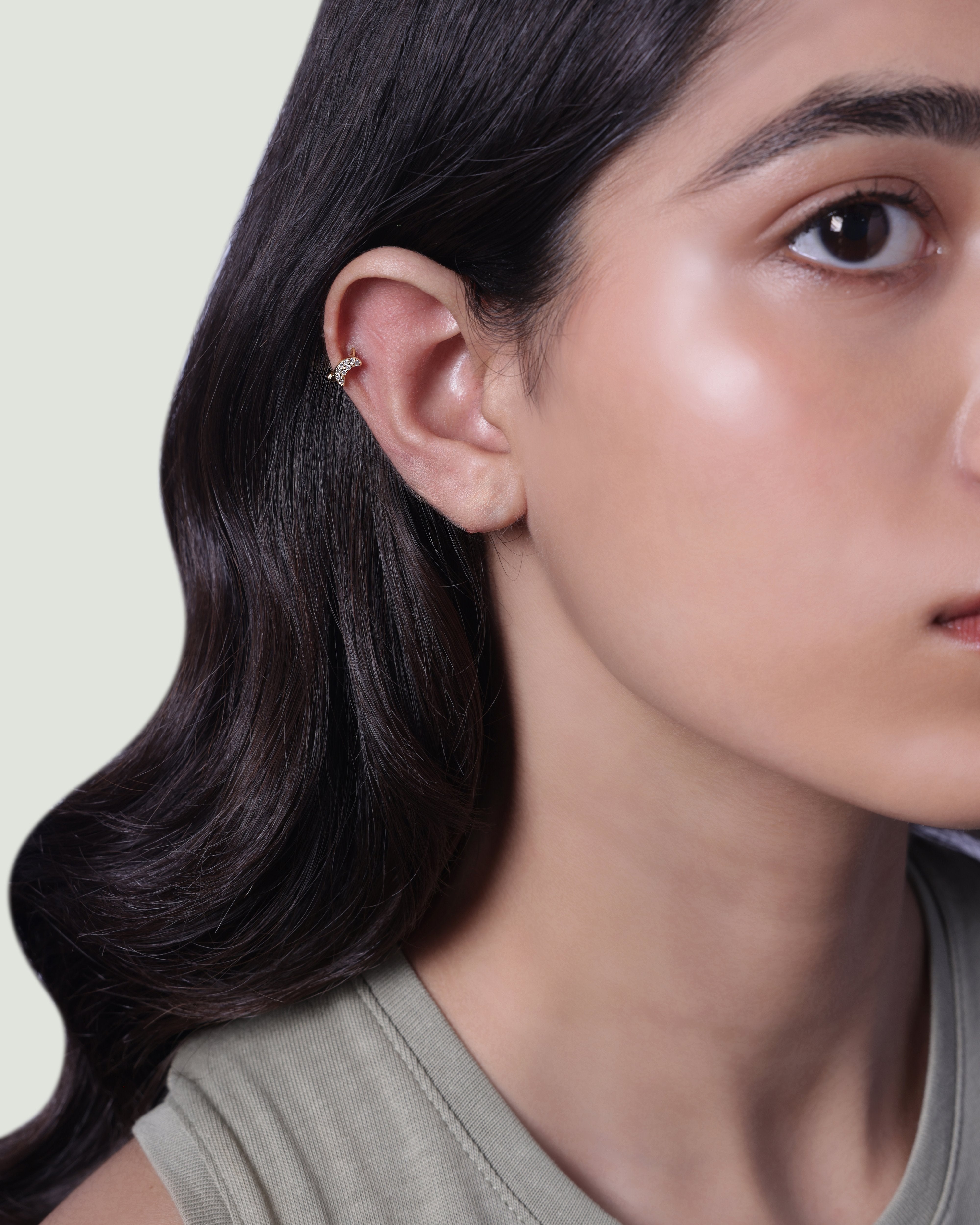 Moon Huggee Hoop Earrings