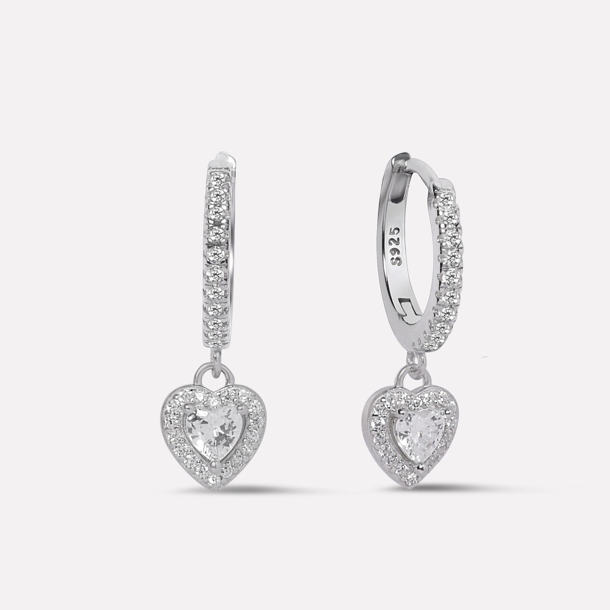 Eternal Love Solitaire Heart Hoops Earrings