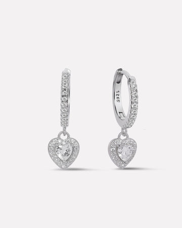 Eternal Love Solitaire Heart Hoops Earrings