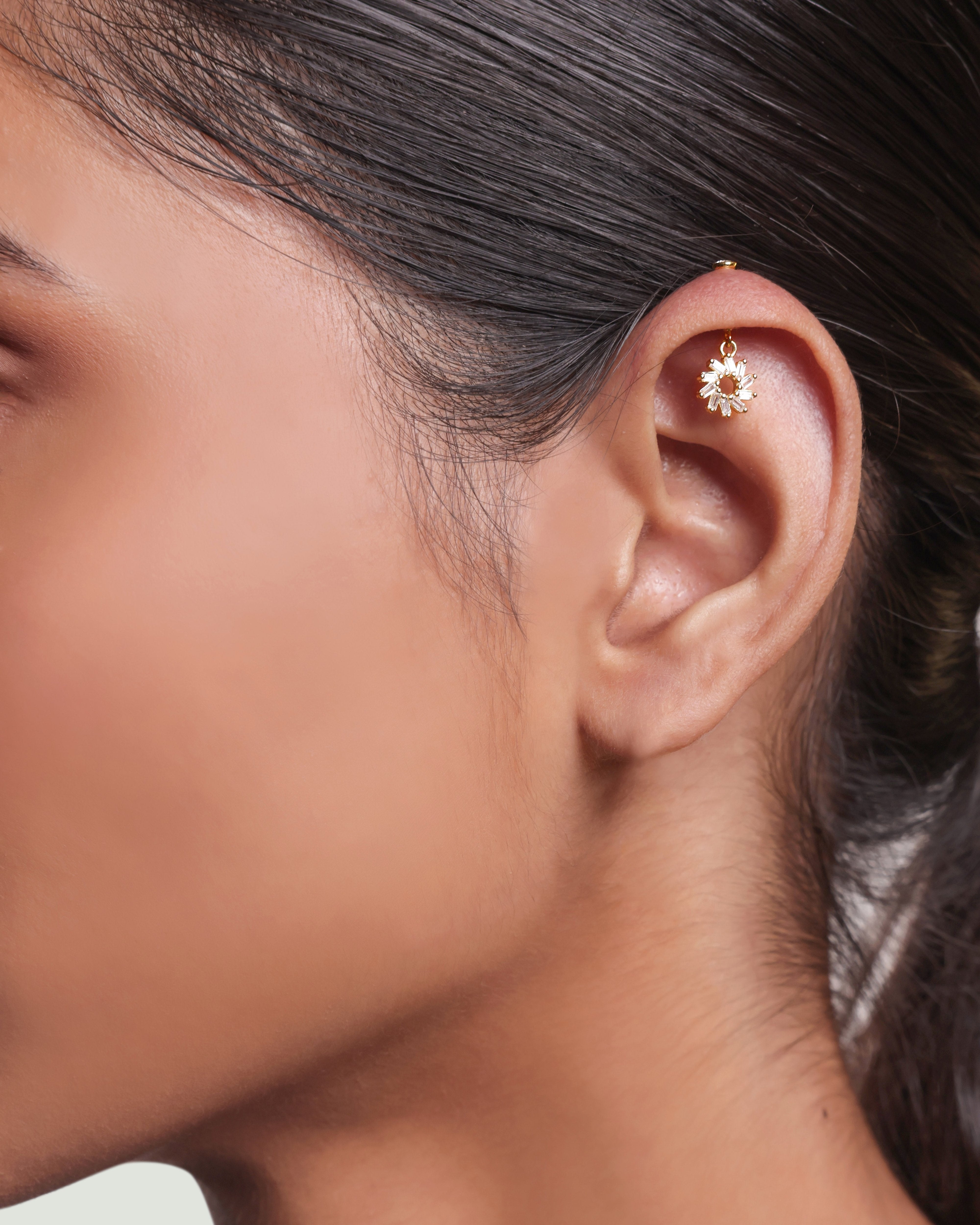 Spiral Baguette Helix Hanging Earrings