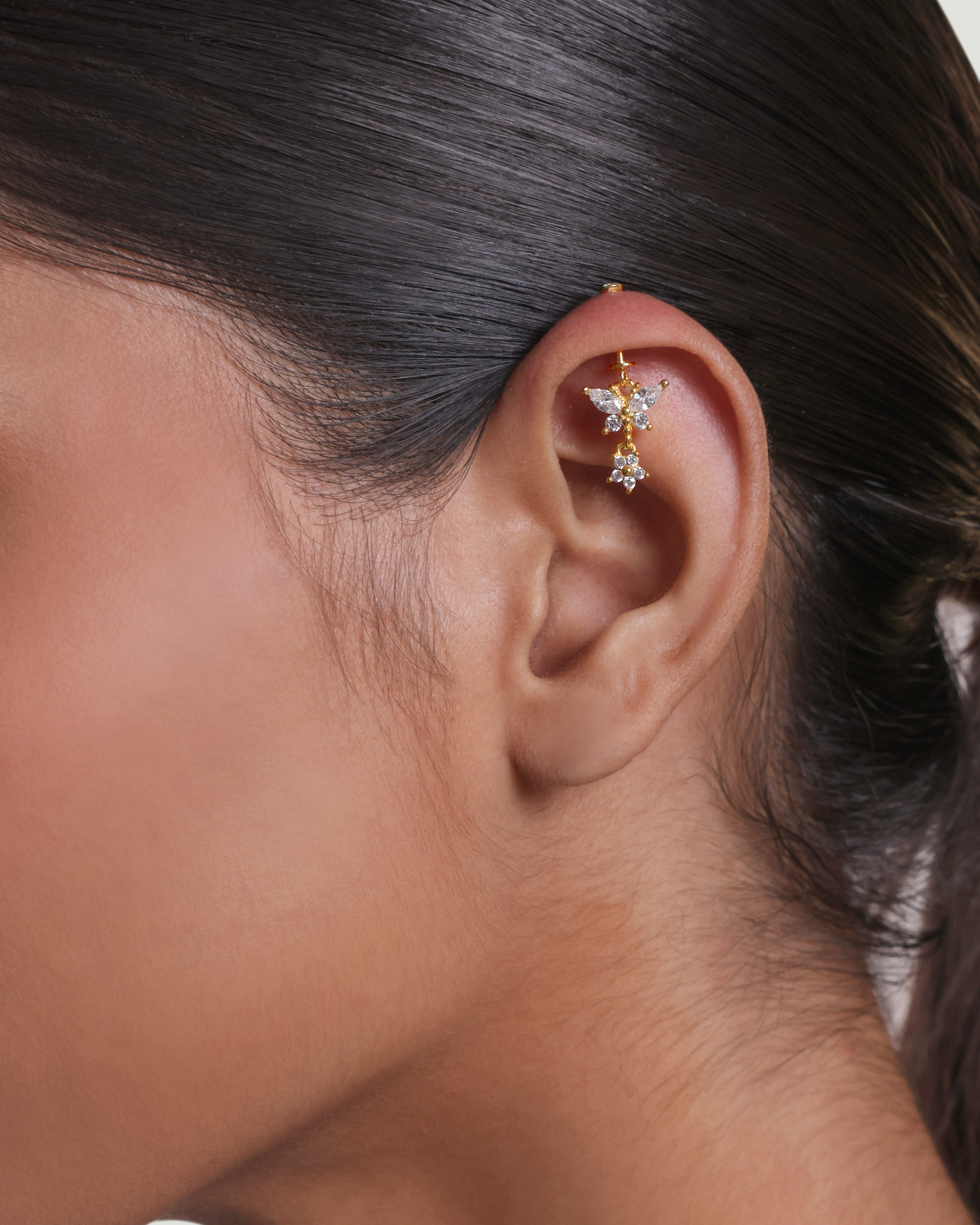 Butterfly Drop Helix Hanging Earrings