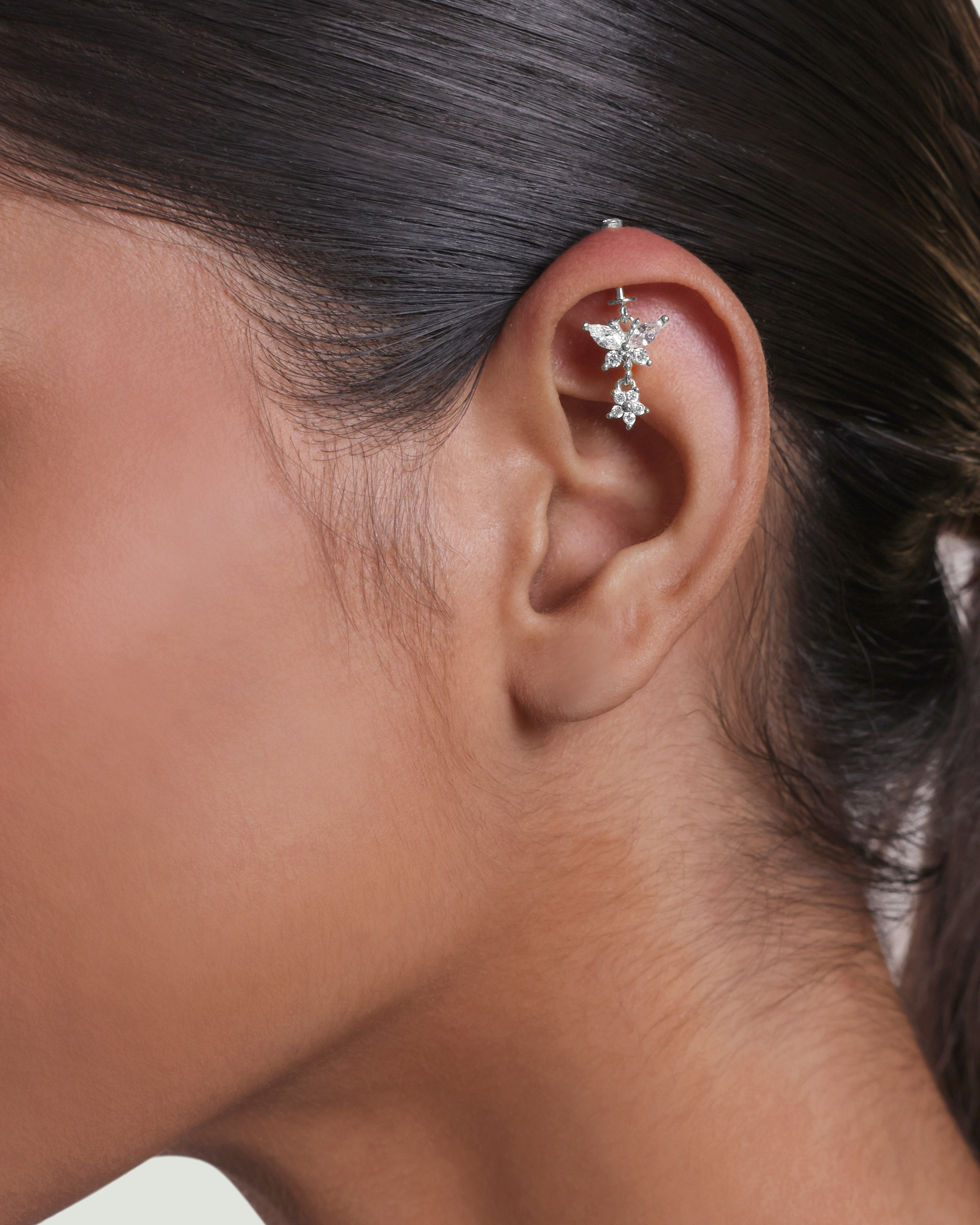 Butterfly Drop Helix Hanging Earrings