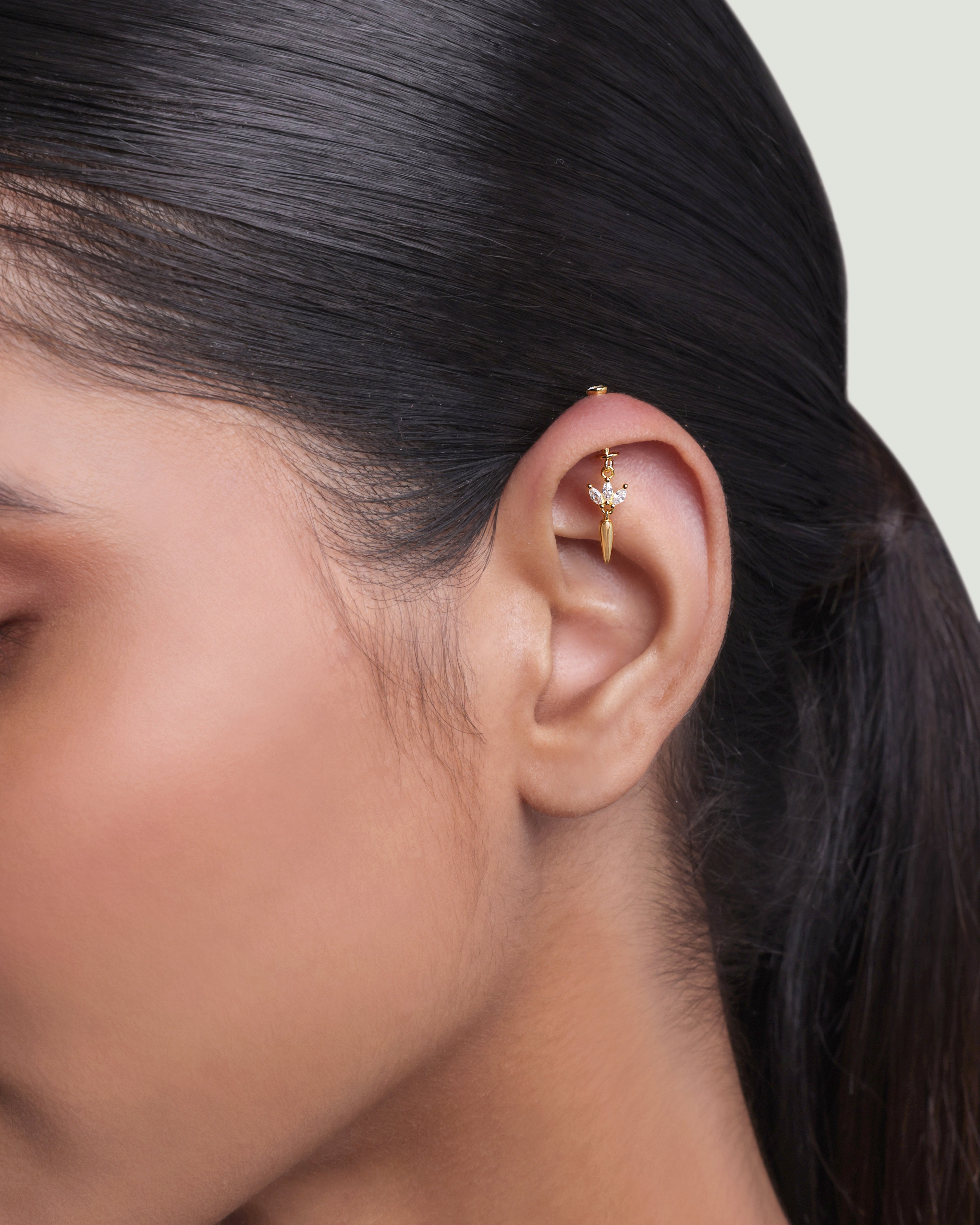 Three Petal Long Drop - Helix Hanging Earrings