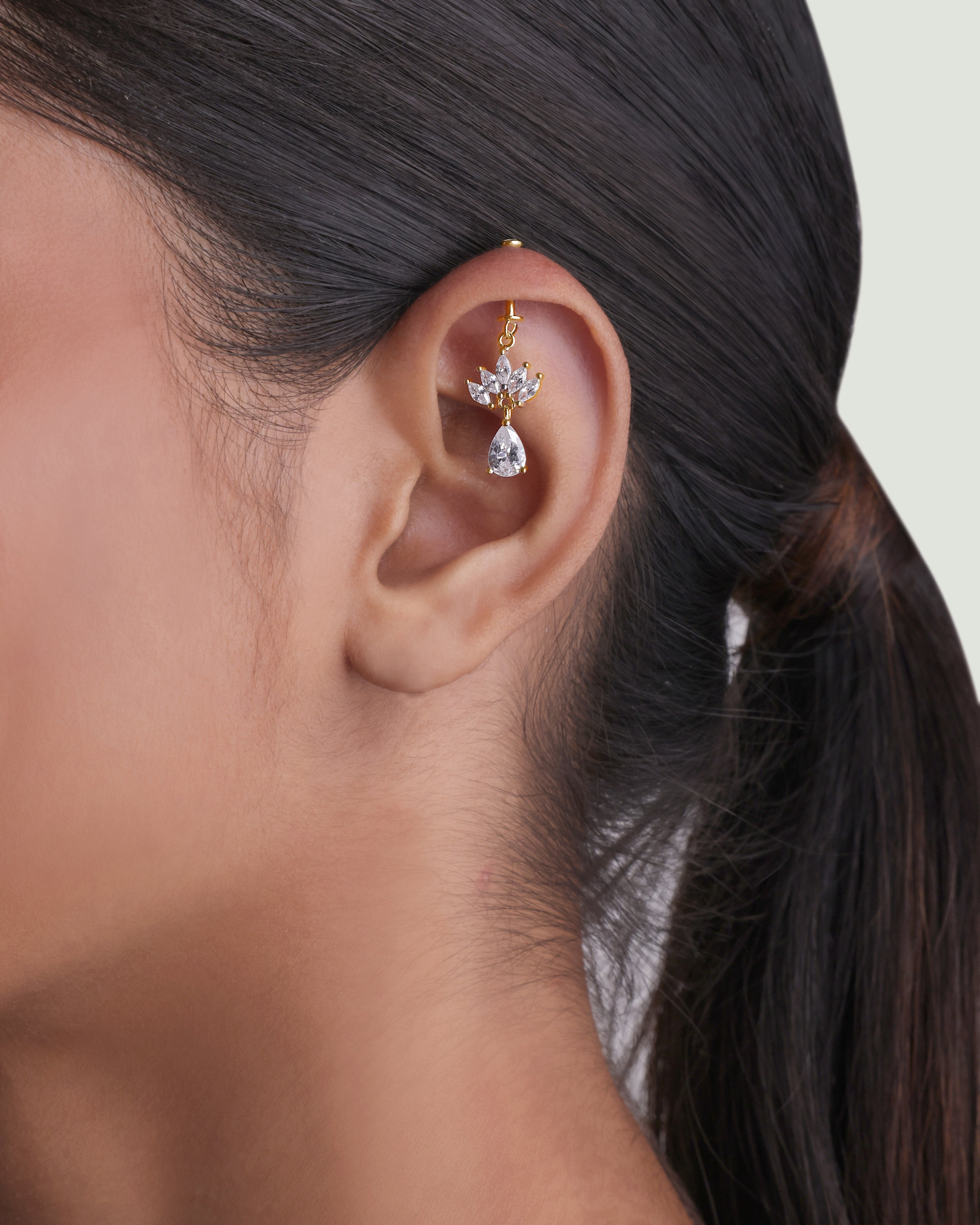 Marquise Crown Drop Helix Hanging Earrings