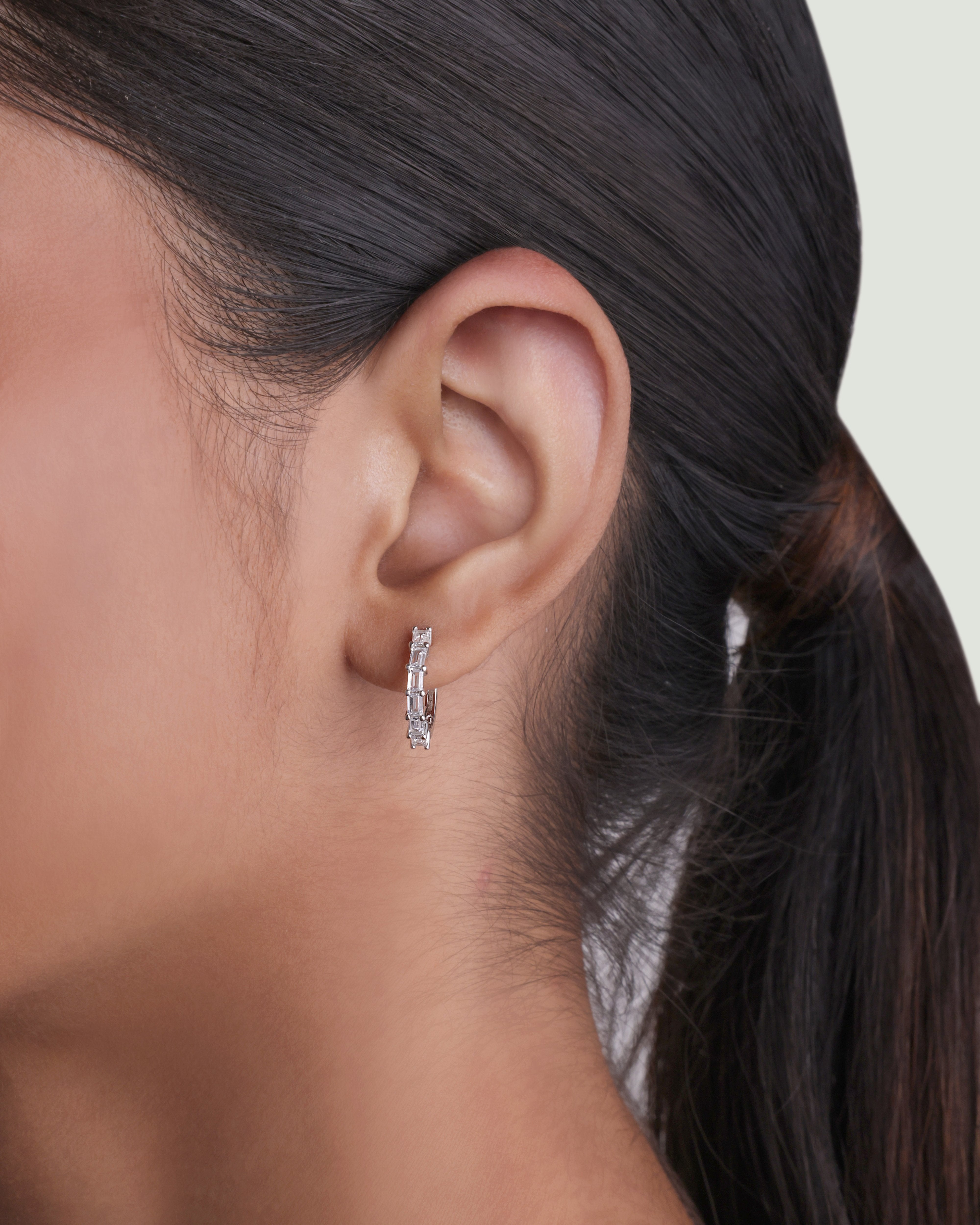 Long Grid Hoop Earrings