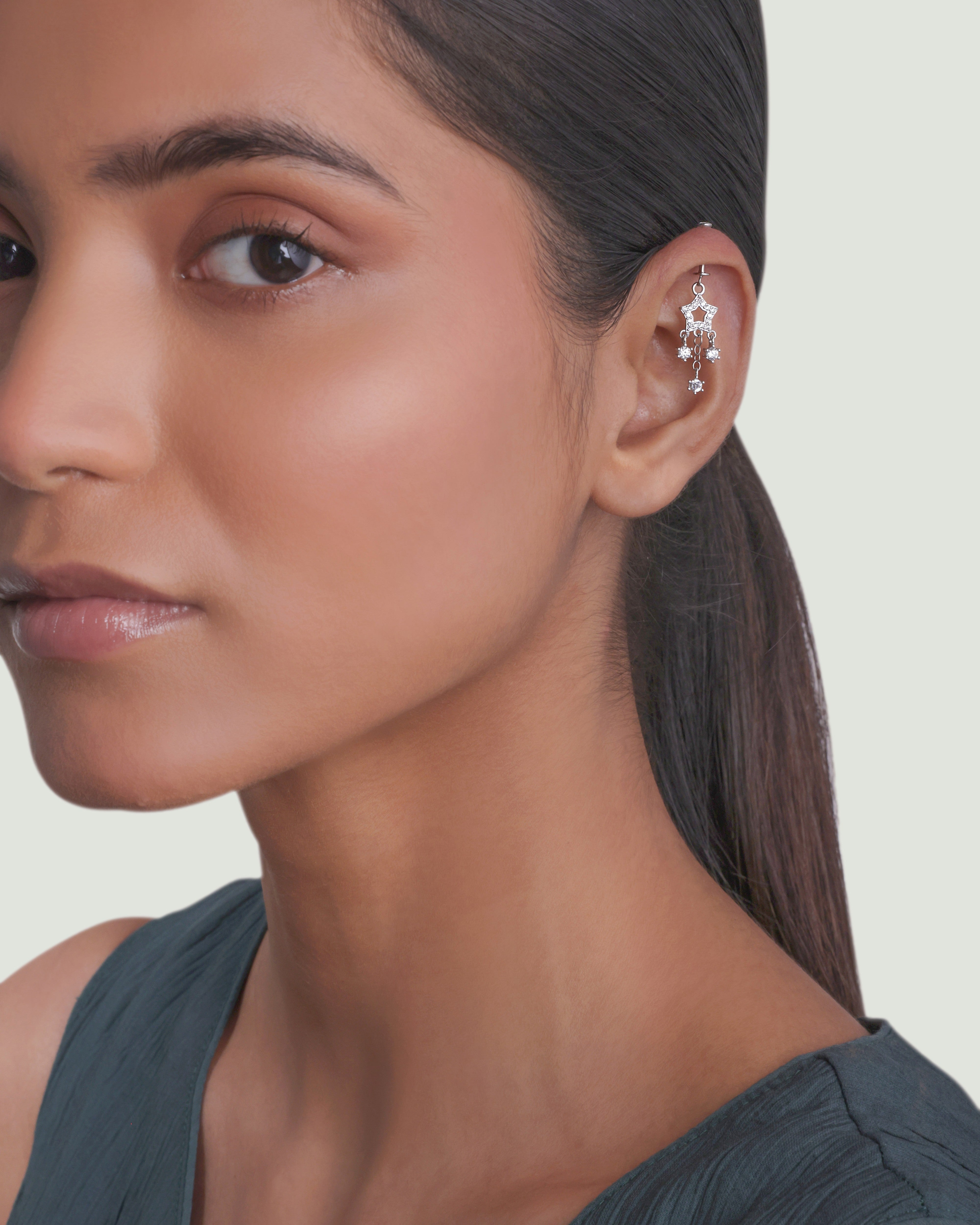 Multi Stone Drops Helix Hanging Earrings