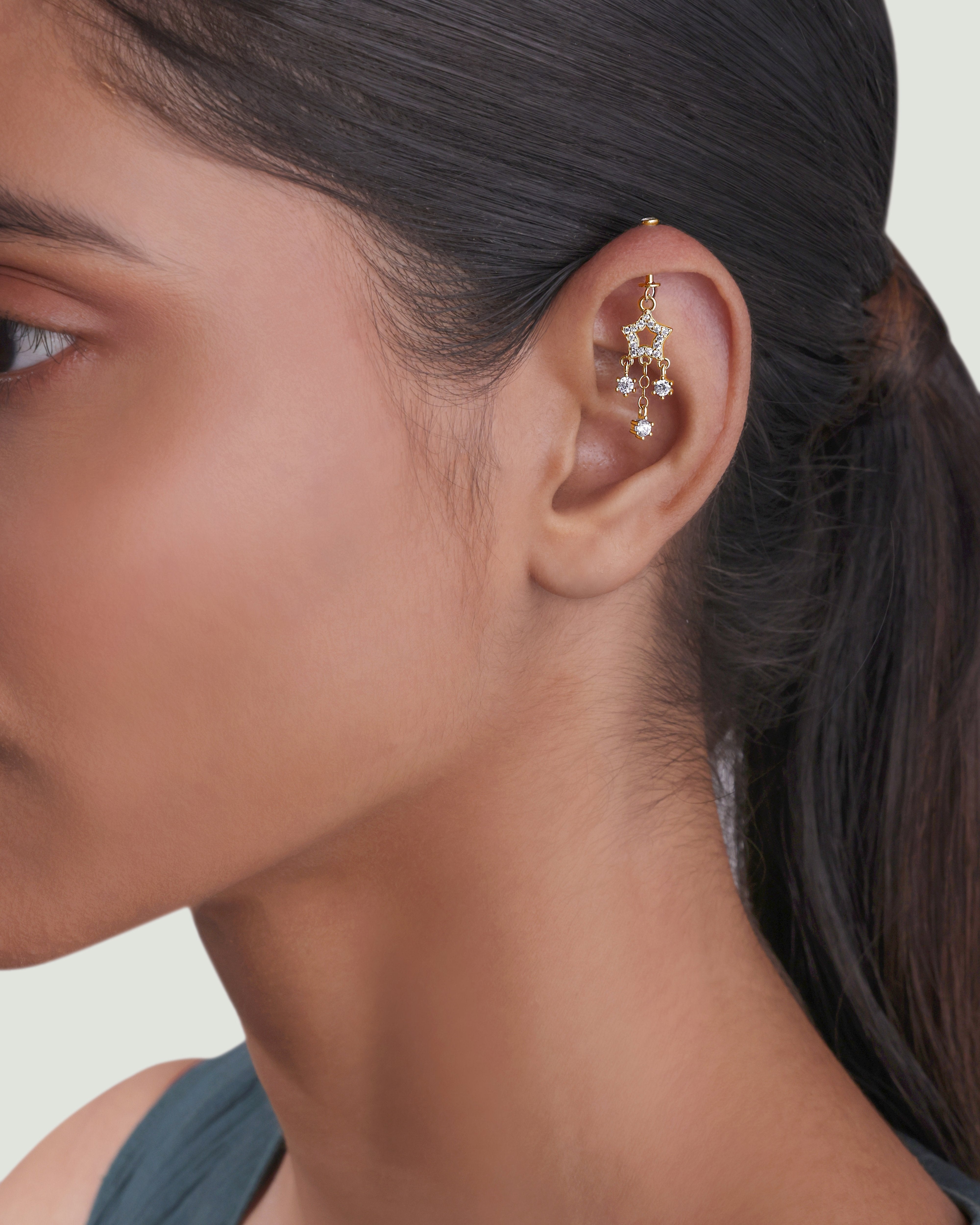 Multi Stone Drops Helix Hanging Earrings