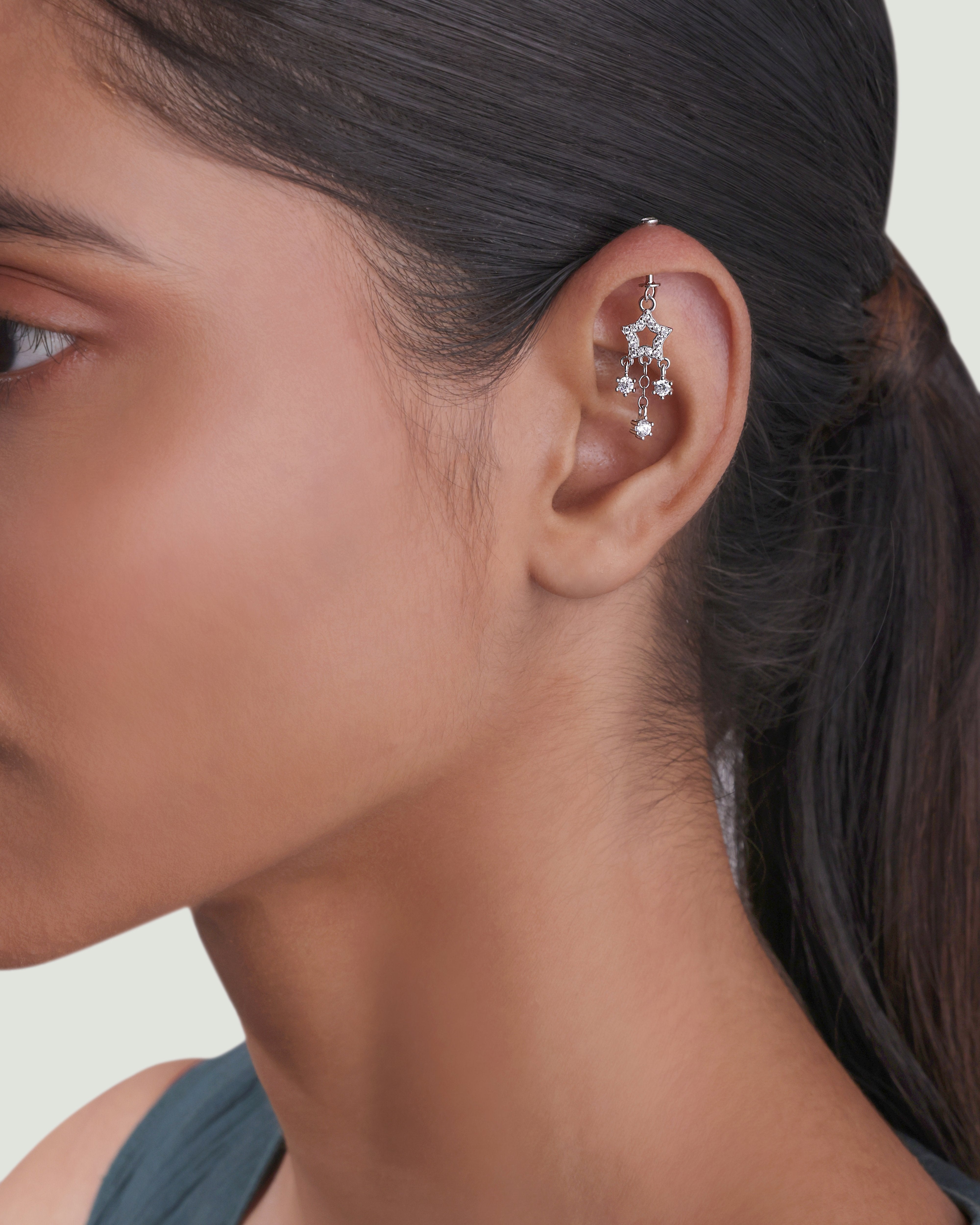 Multi Stone Drops Helix Hanging Earrings