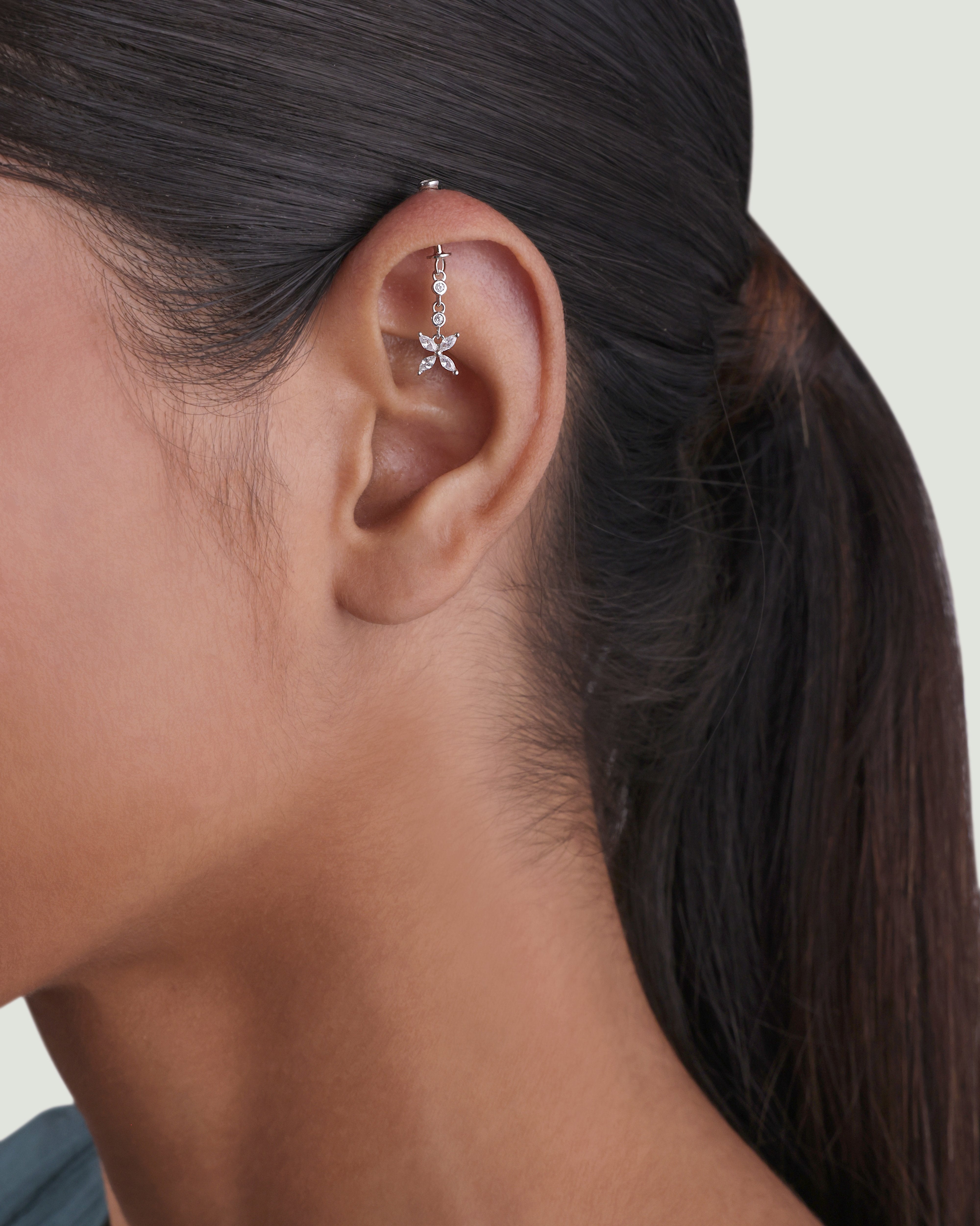 Dangling Flower Helix Hanging Earrings