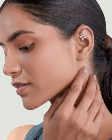 Solitaire Droplets Helix Hanging Earrings