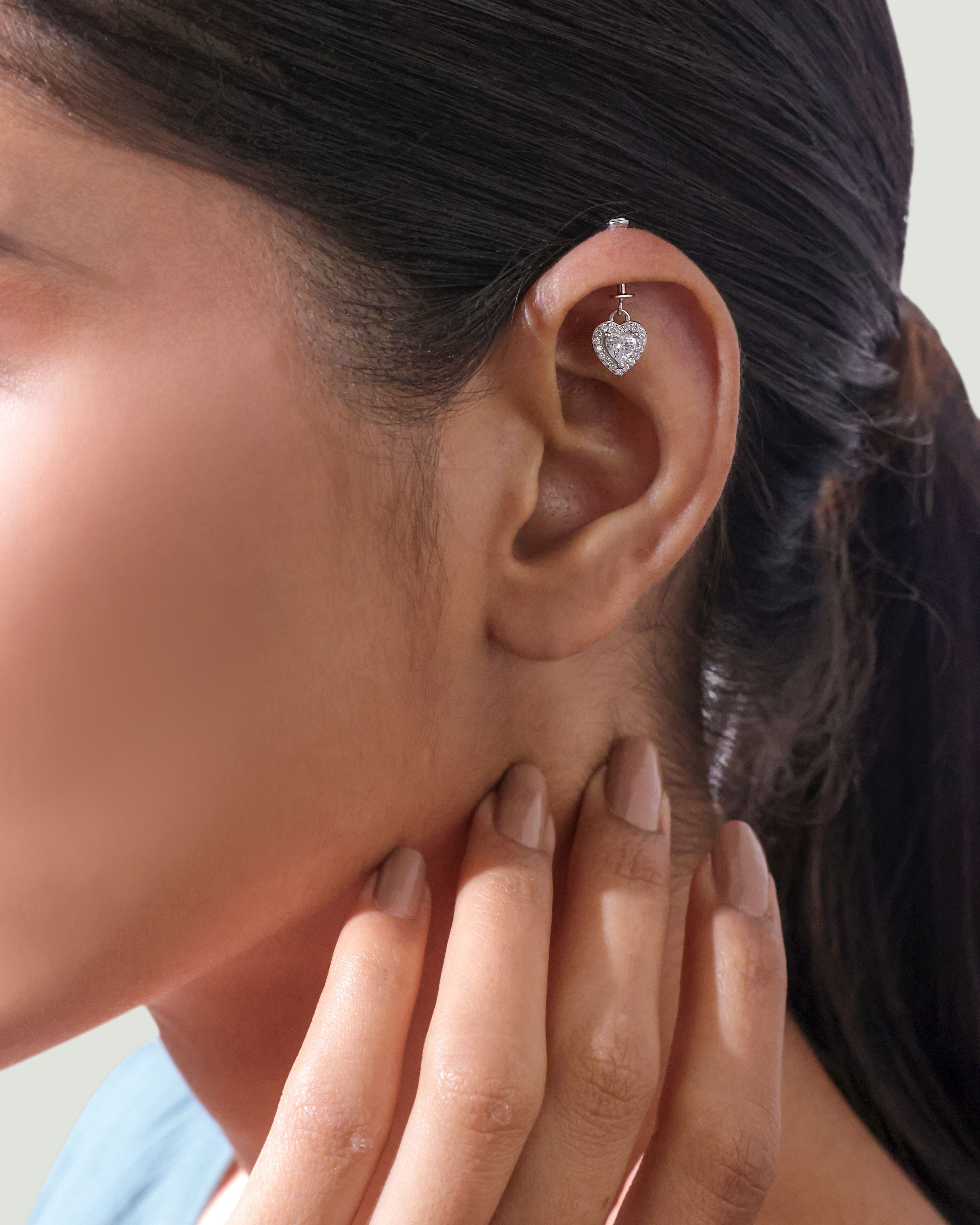 Solitaire Heart Hanging Earrings