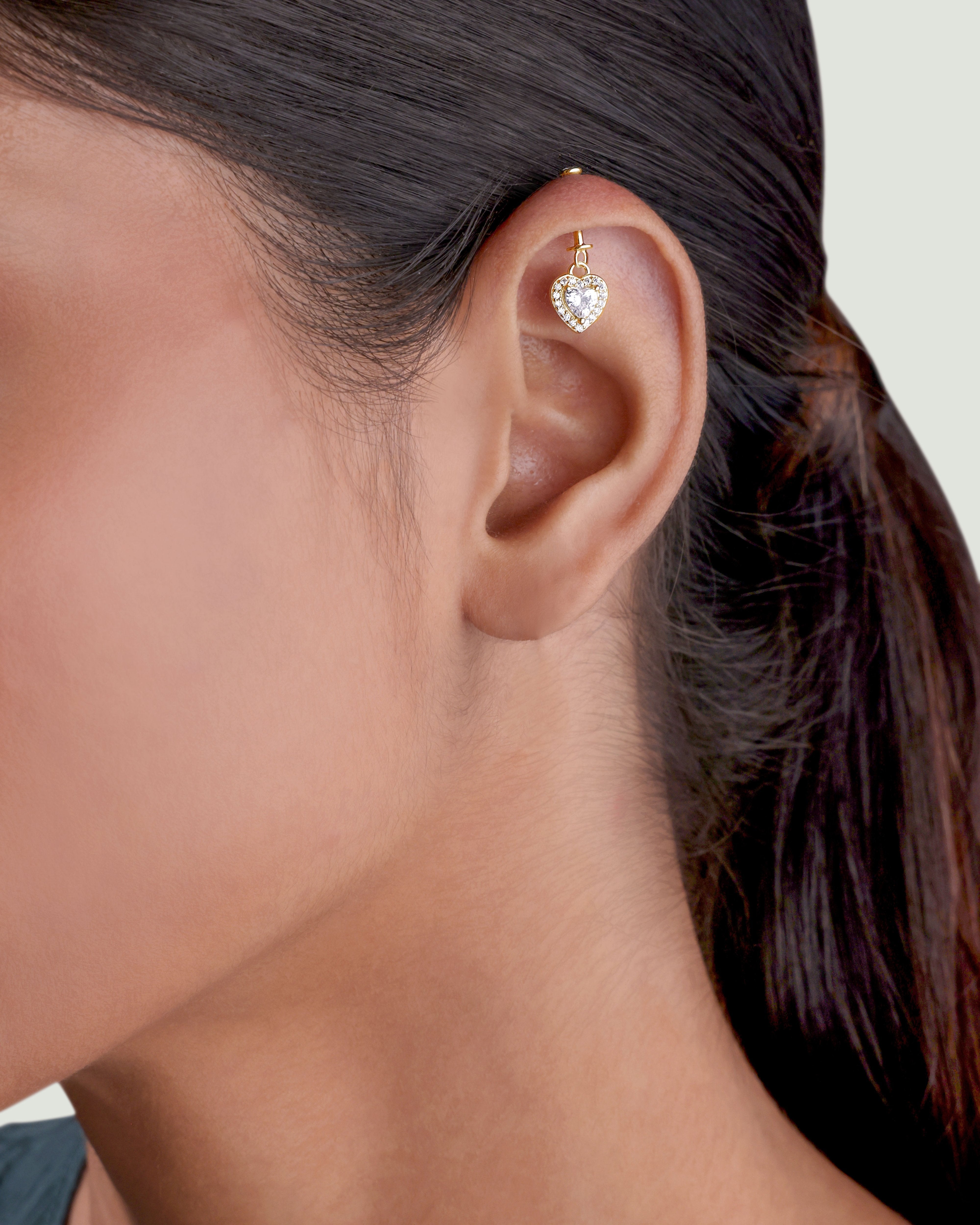 Solitaire Heart Hanging Earrings