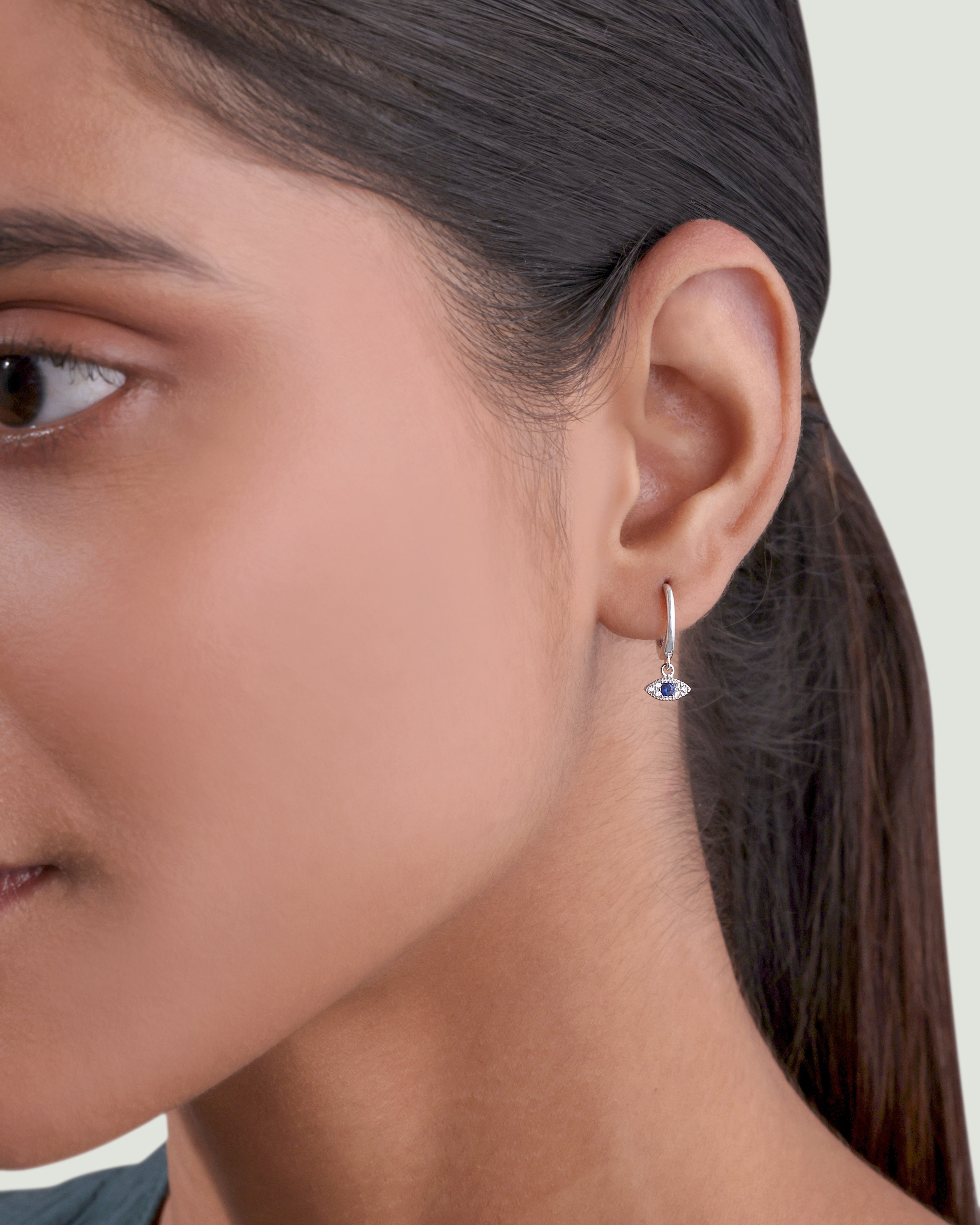 Evil Eye Charm Hoop Earrings