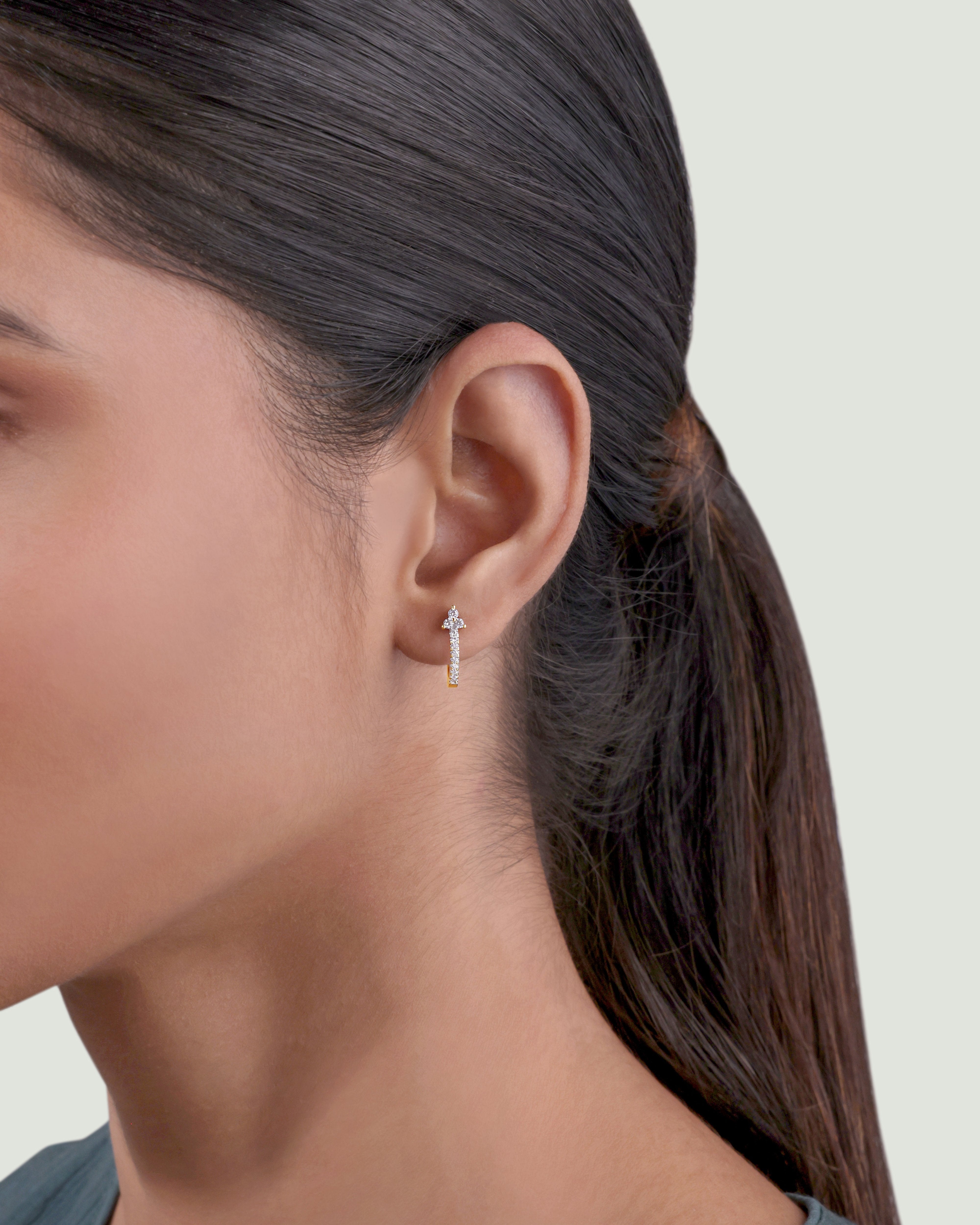 Tri Zirconia Hoop Earrings