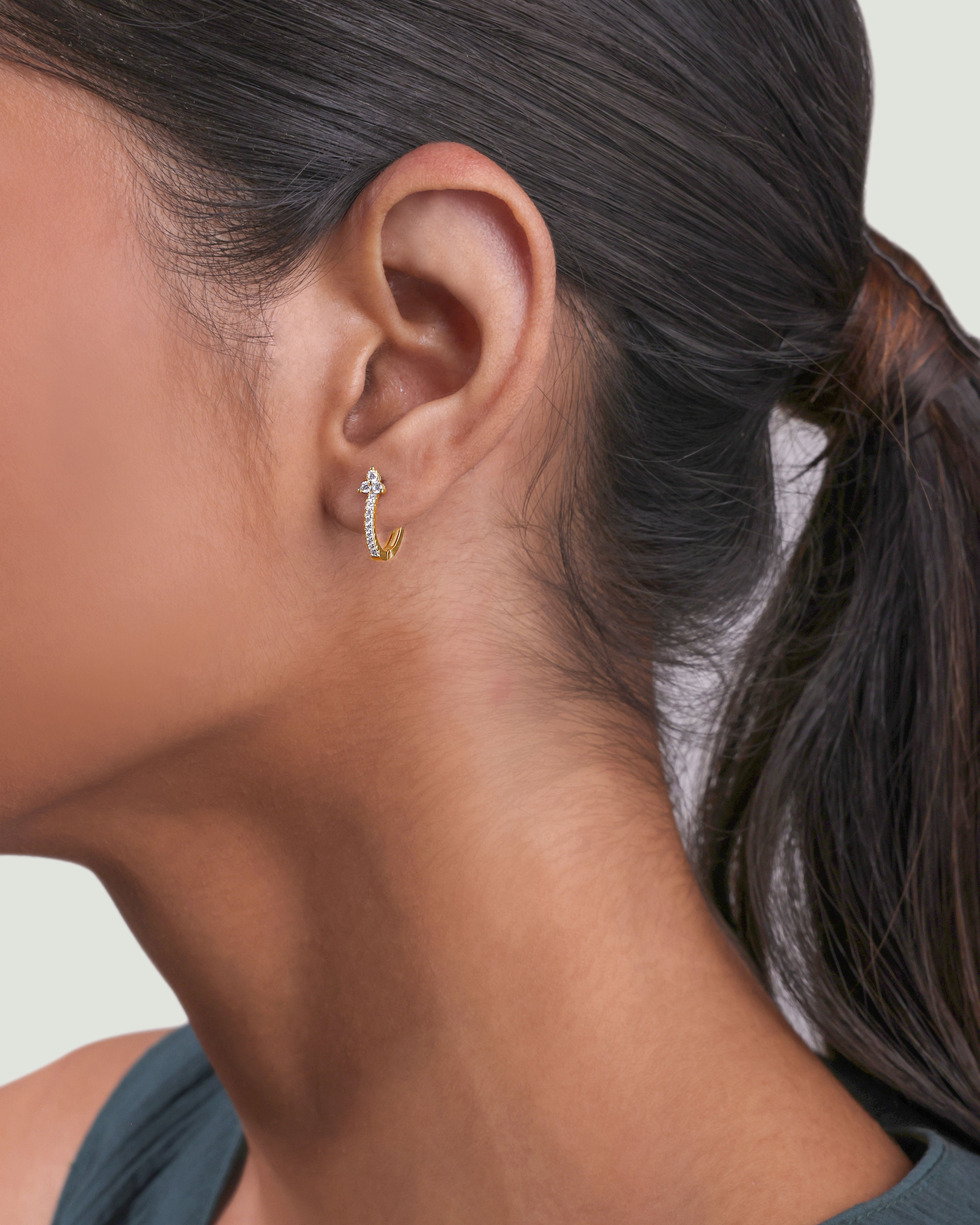 Tri Zirconia Hoop Earrings