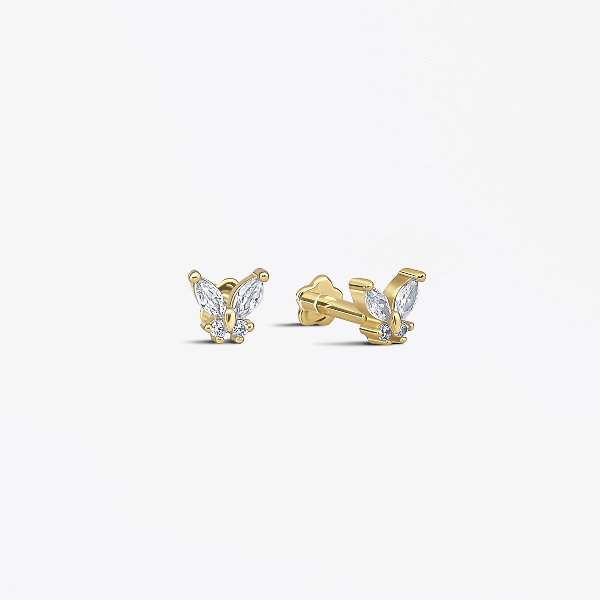 Radiant Butterfly Flat Back Screw Stud Earrings