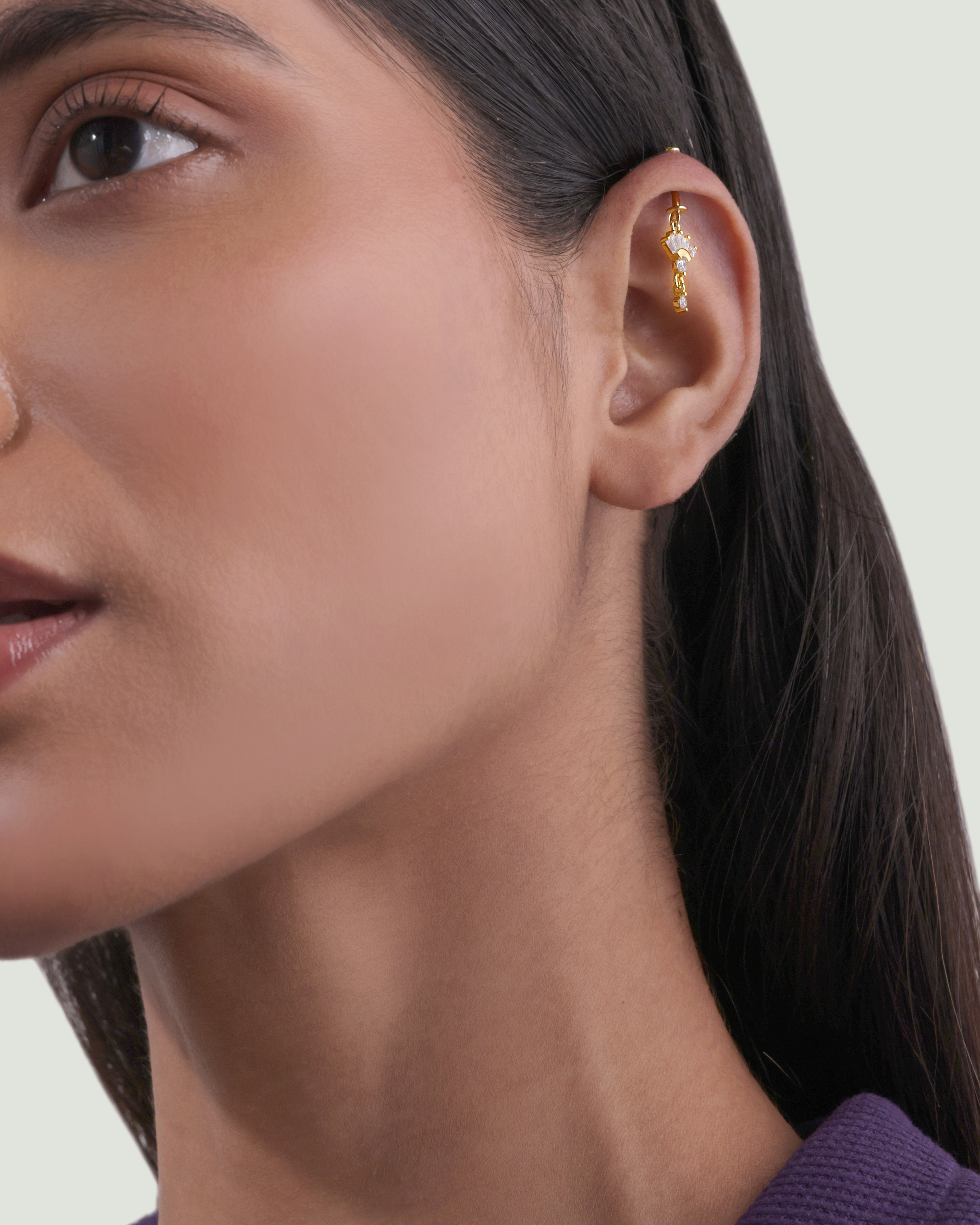 Zirconia Umbrella Helix Hanging Earrings