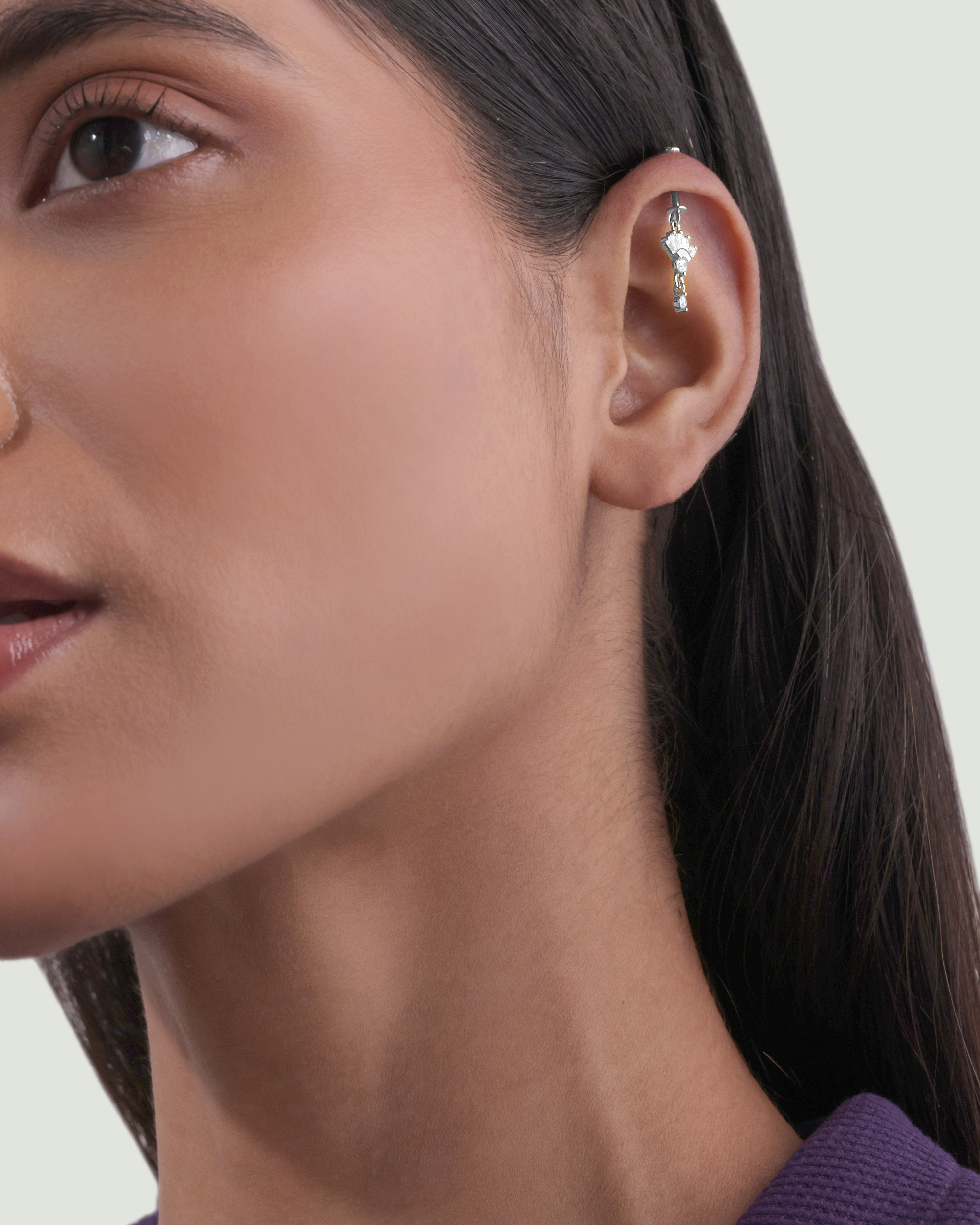 Zirconia Umbrella Helix Hanging Earrings