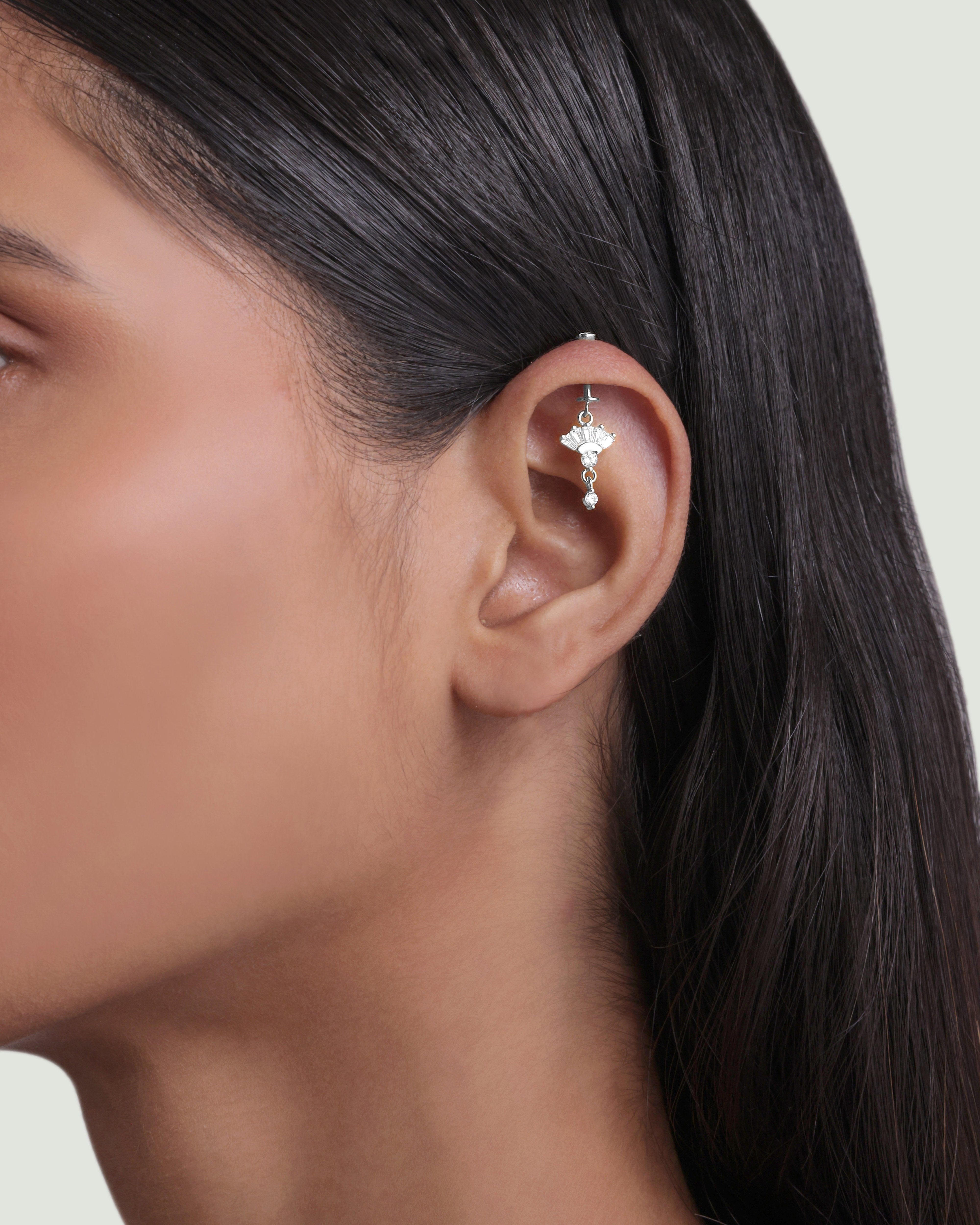 Zirconia Umbrella Helix Hanging Earrings