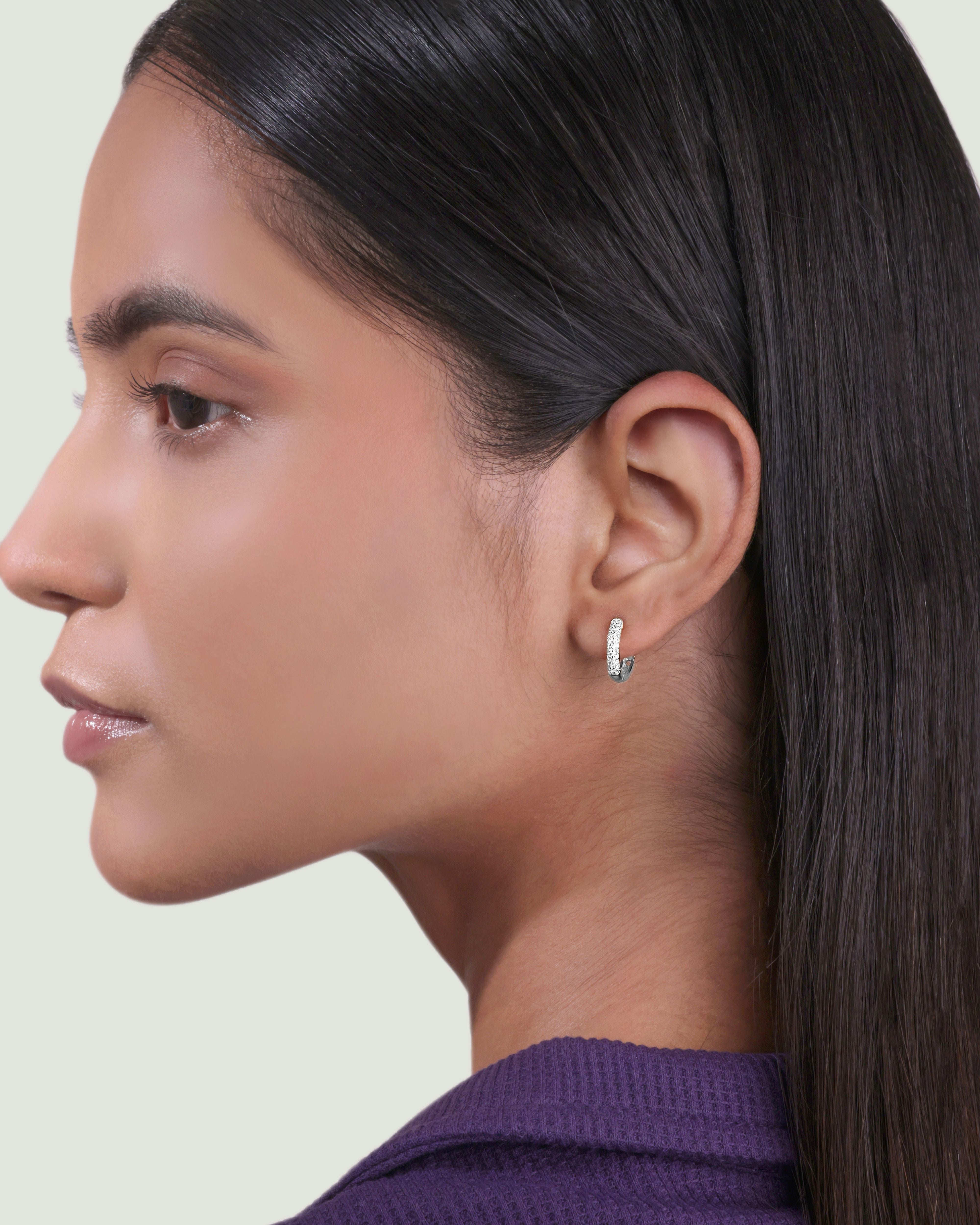 Zirconia Thick Hoops Earrings - 10MM